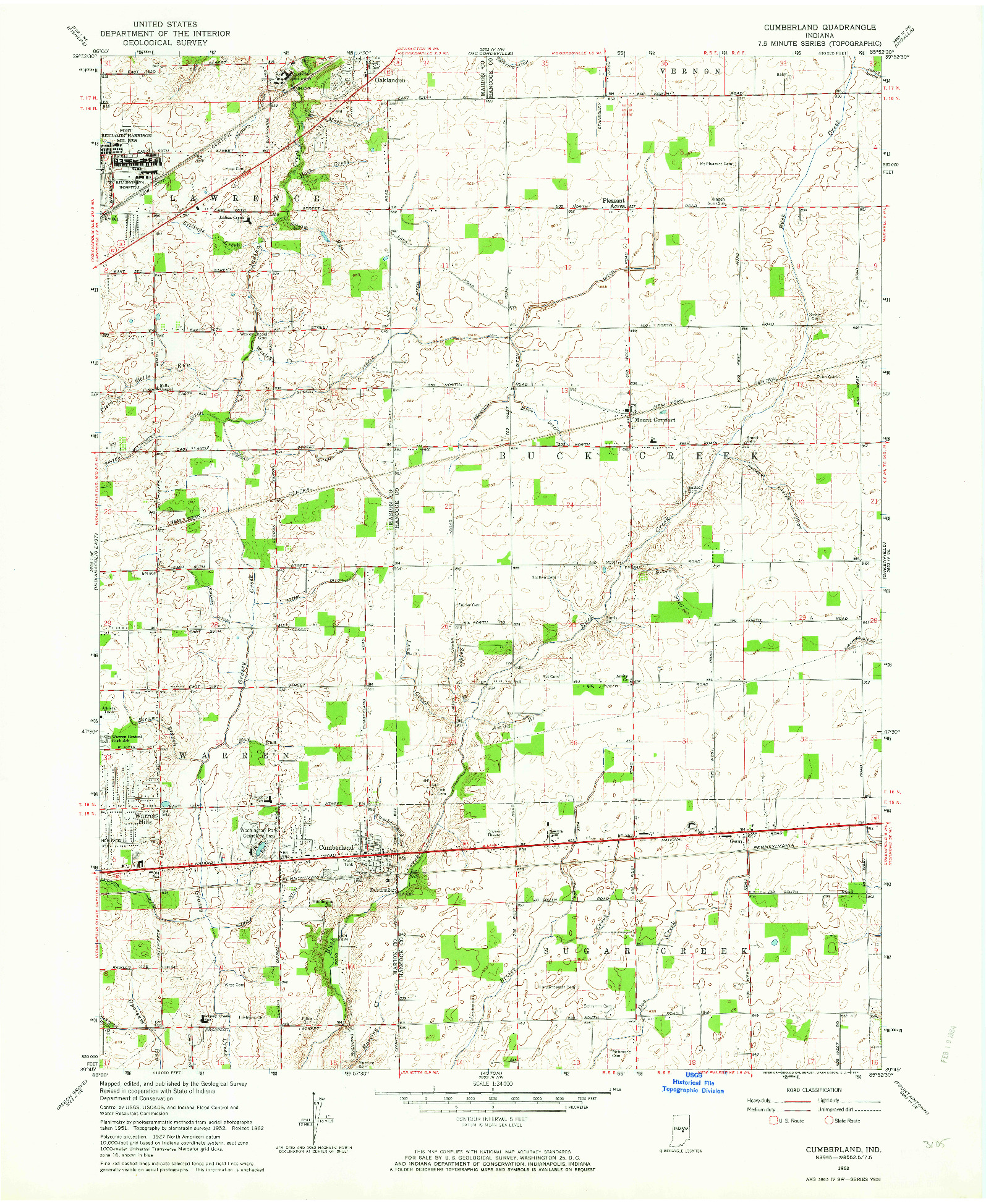 USGS 1:24000-SCALE QUADRANGLE FOR CUMBERLAND, IN 1962