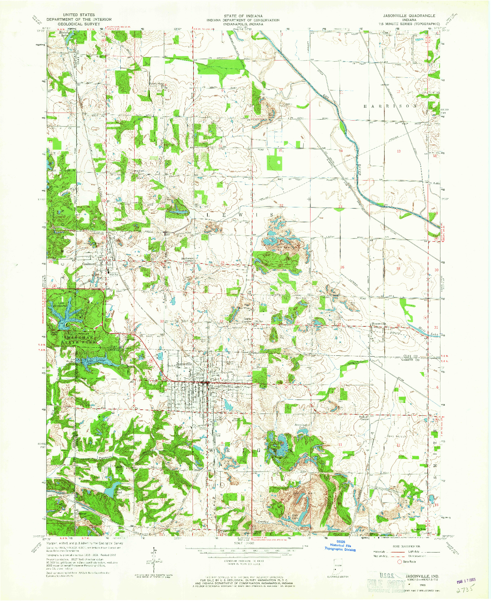 USGS 1:24000-SCALE QUADRANGLE FOR JASONVILLE, IN 1963