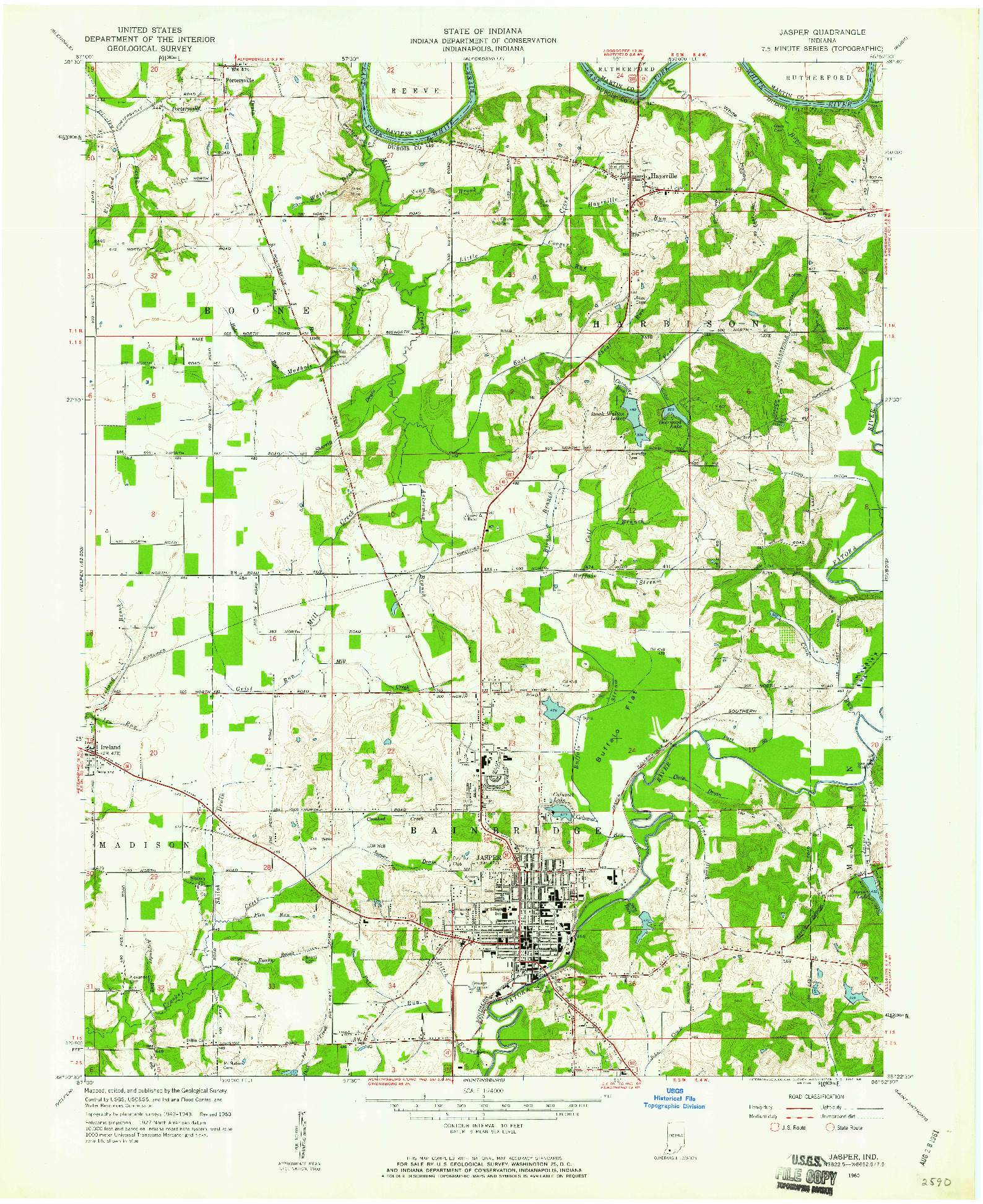 USGS 1:24000-SCALE QUADRANGLE FOR JASPER, IN 1960