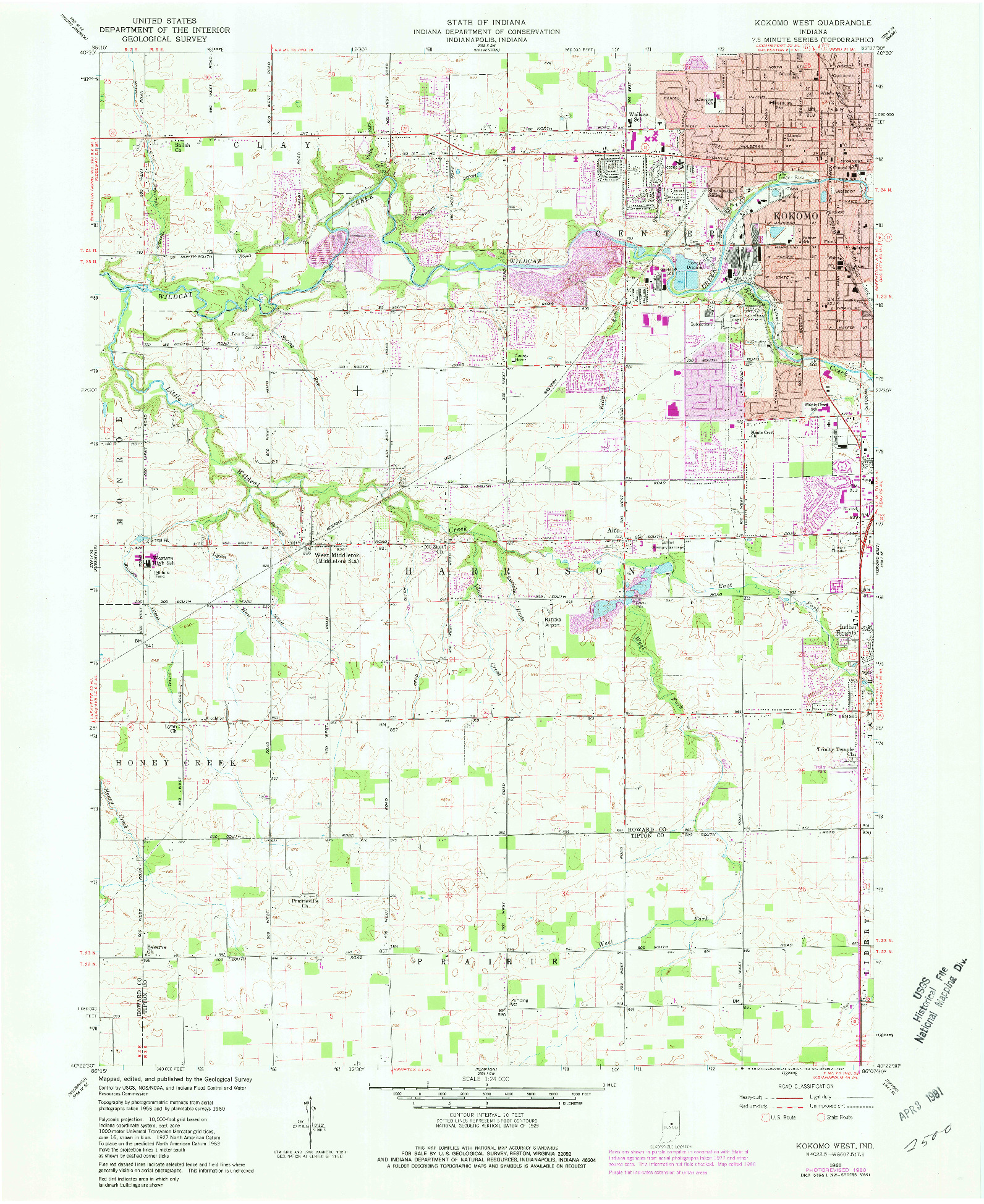 USGS 1:24000-SCALE QUADRANGLE FOR KOKOMO WEST, IN 1960