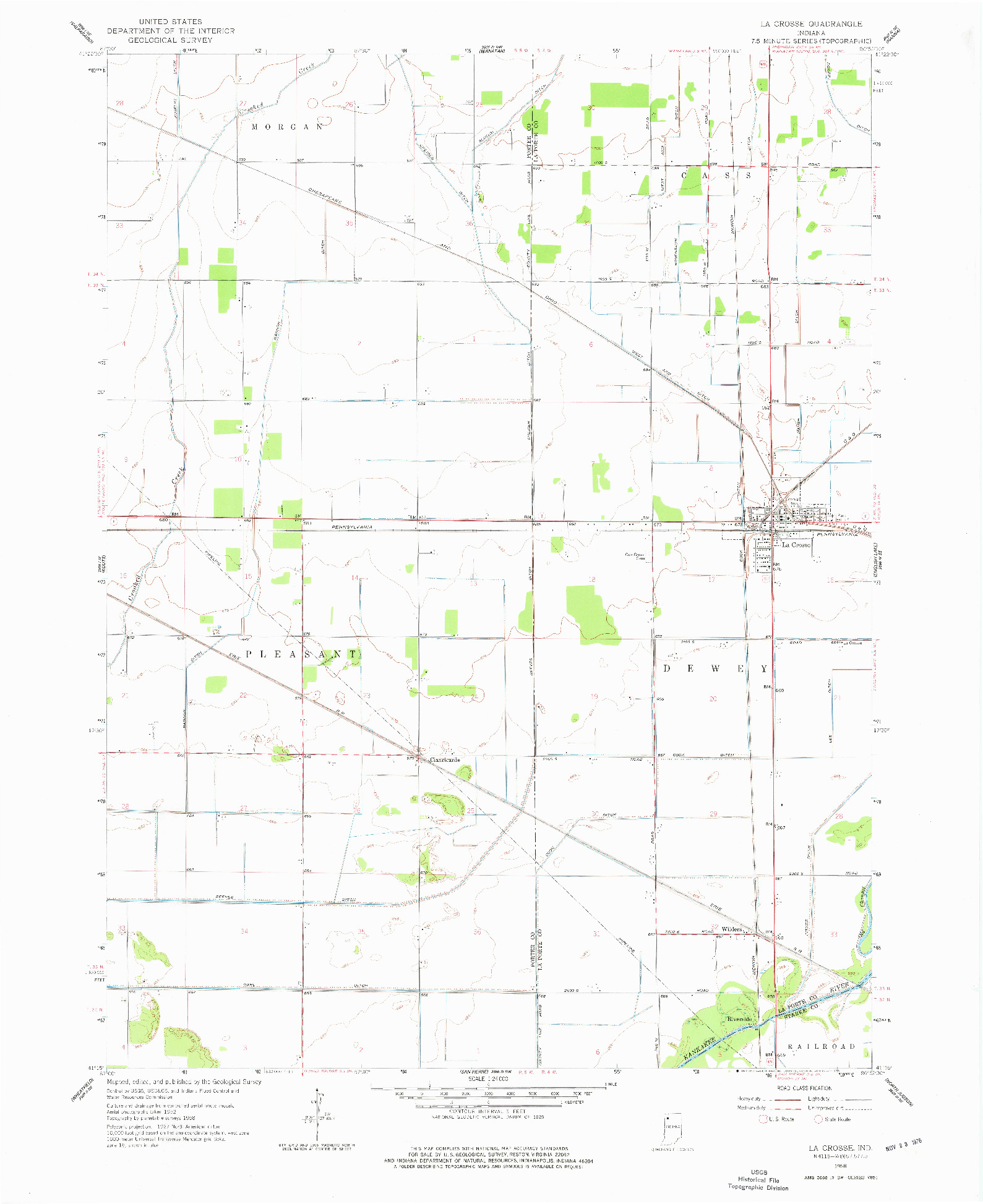 USGS 1:24000-SCALE QUADRANGLE FOR LA CROSSE, IN 1958