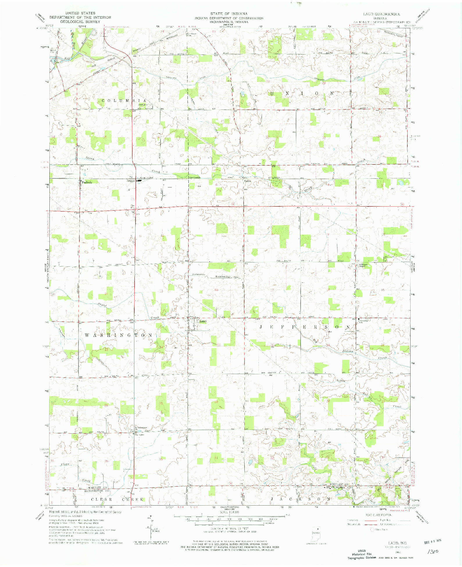 USGS 1:24000-SCALE QUADRANGLE FOR LAUD, IN 1961