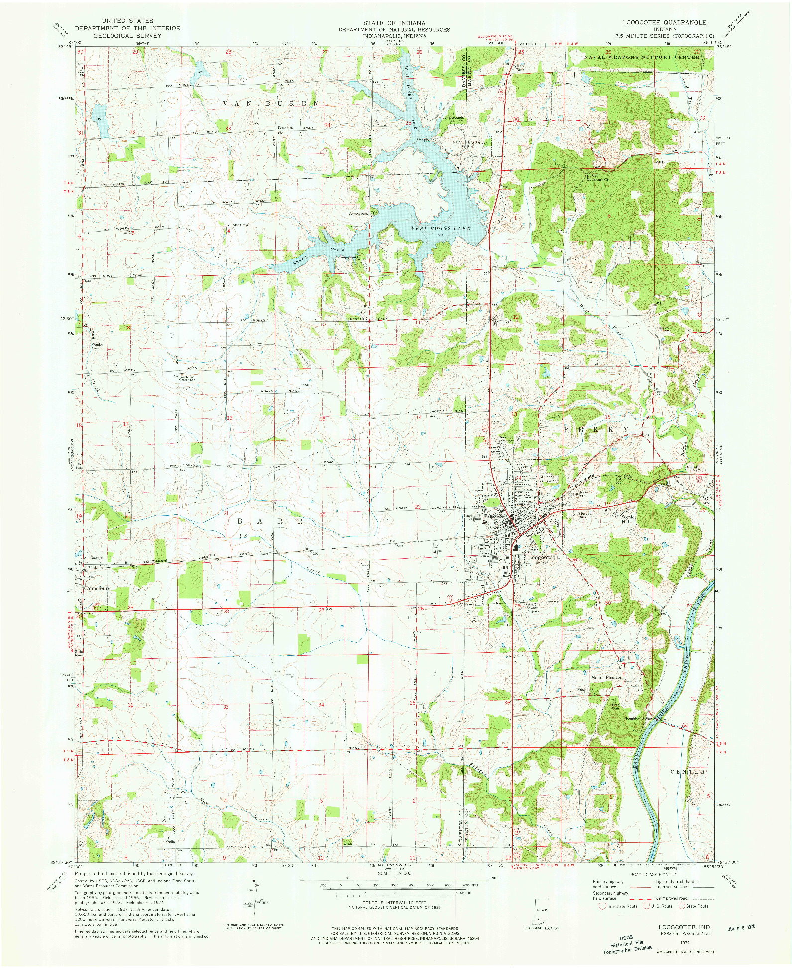 USGS 1:24000-SCALE QUADRANGLE FOR LOOGOOTEE, IN 1974