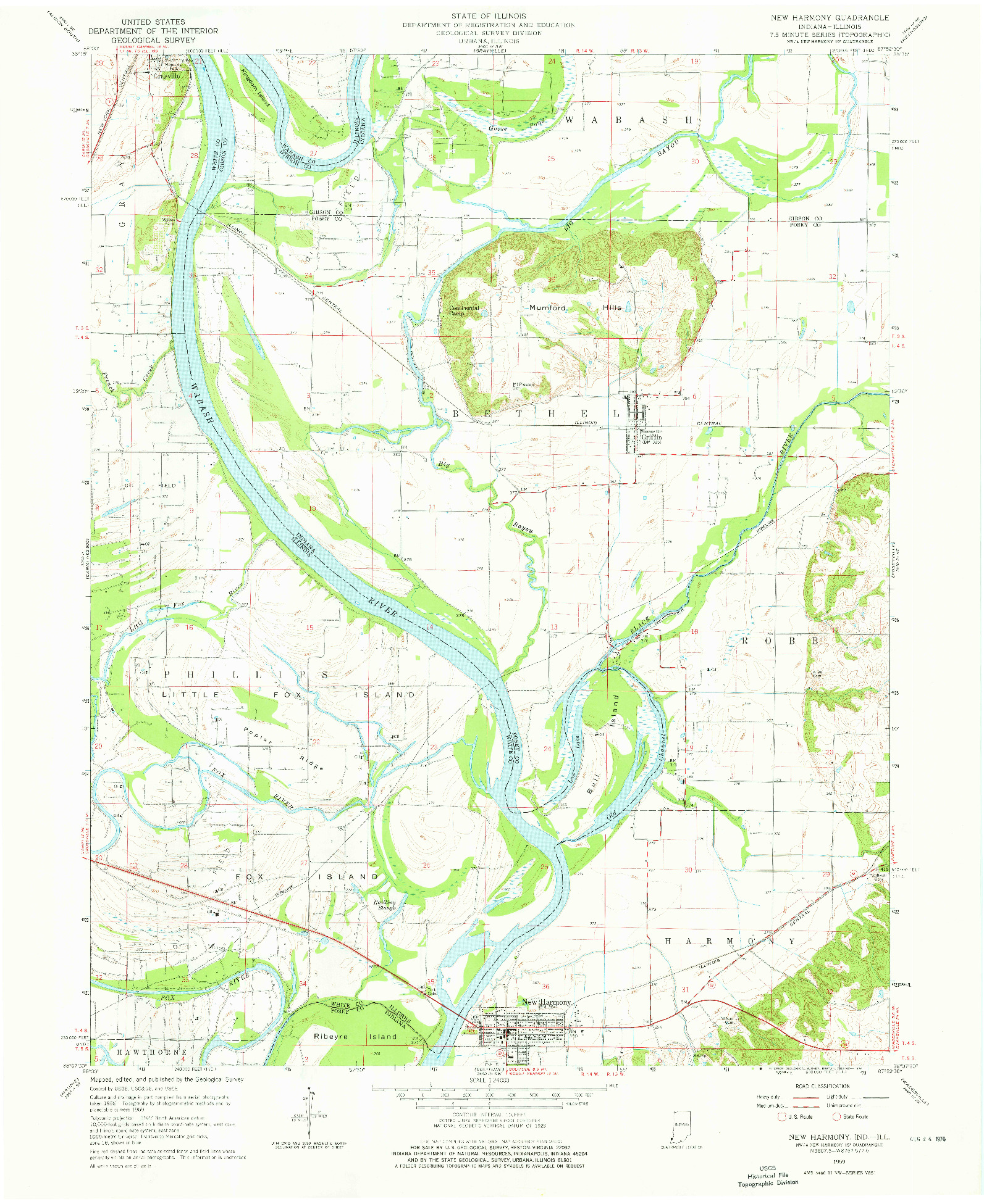 USGS 1:24000-SCALE QUADRANGLE FOR NEW HARMONY, IN 1959