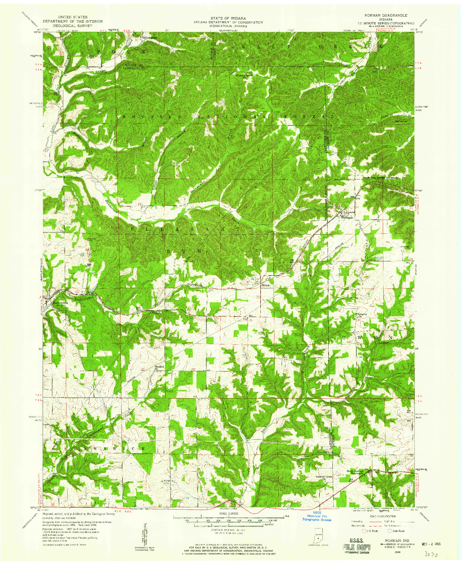 USGS 1:24000-SCALE QUADRANGLE FOR NORMAN, IN 1958