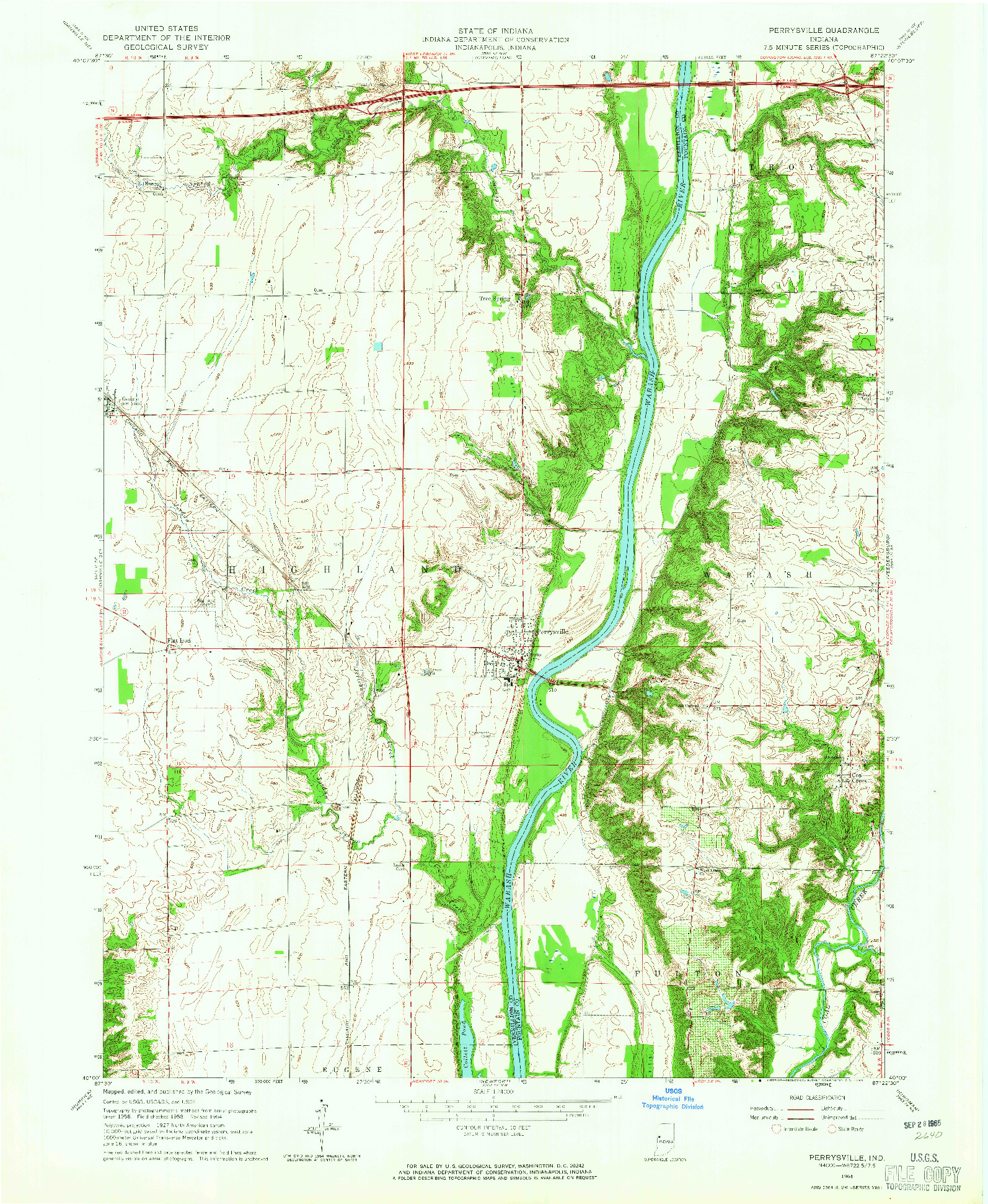 USGS 1:24000-SCALE QUADRANGLE FOR PERRYSVILLE, IN 1964