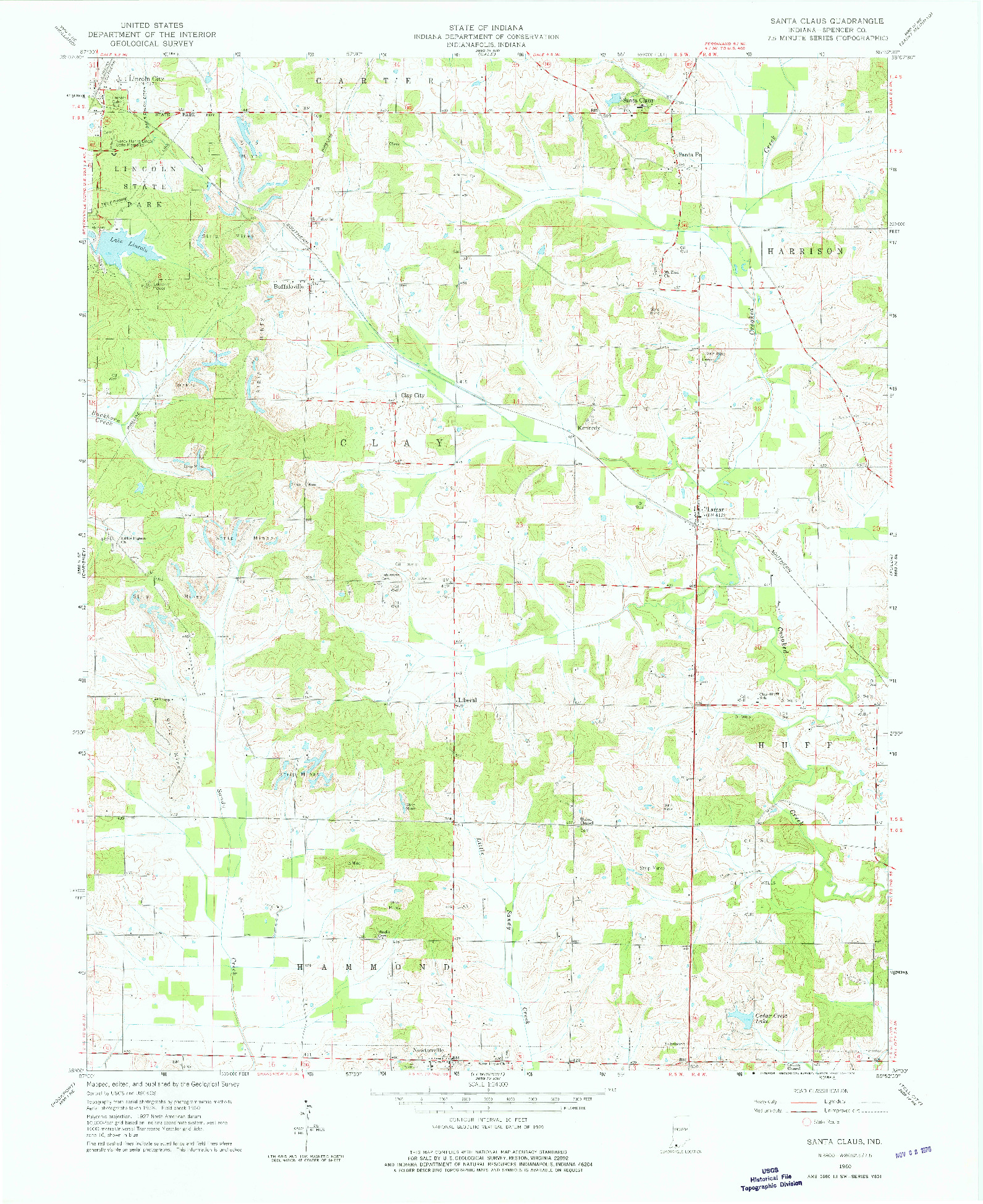 USGS 1:24000-SCALE QUADRANGLE FOR SANTA CLAUS, IN 1960