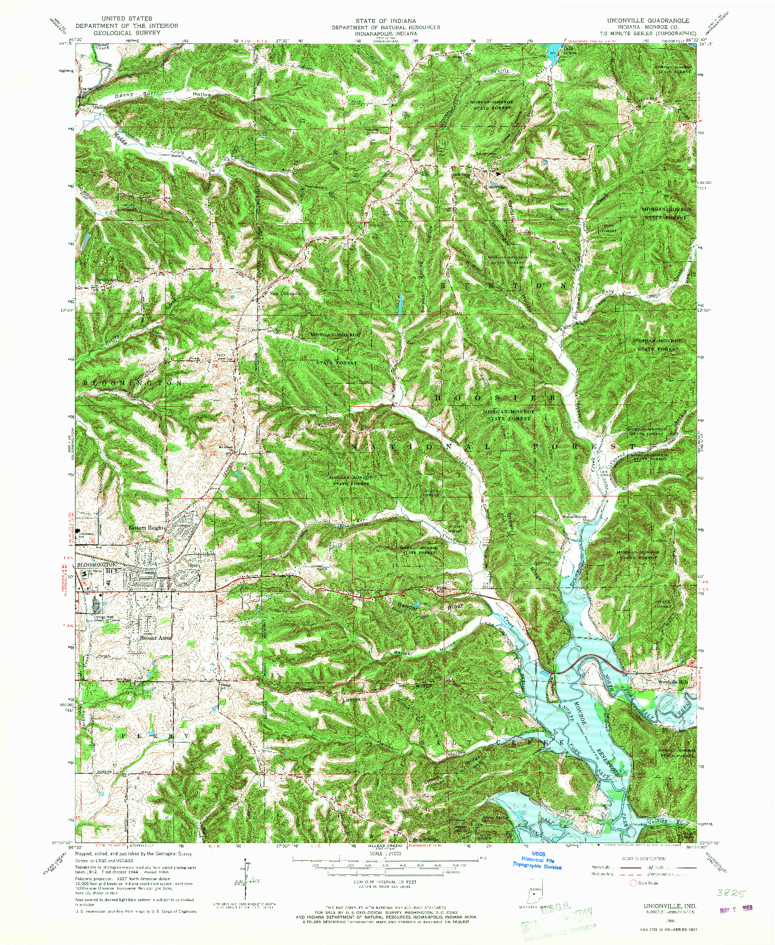 USGS 1:24000-SCALE QUADRANGLE FOR UNIONVILLE, IN 1966