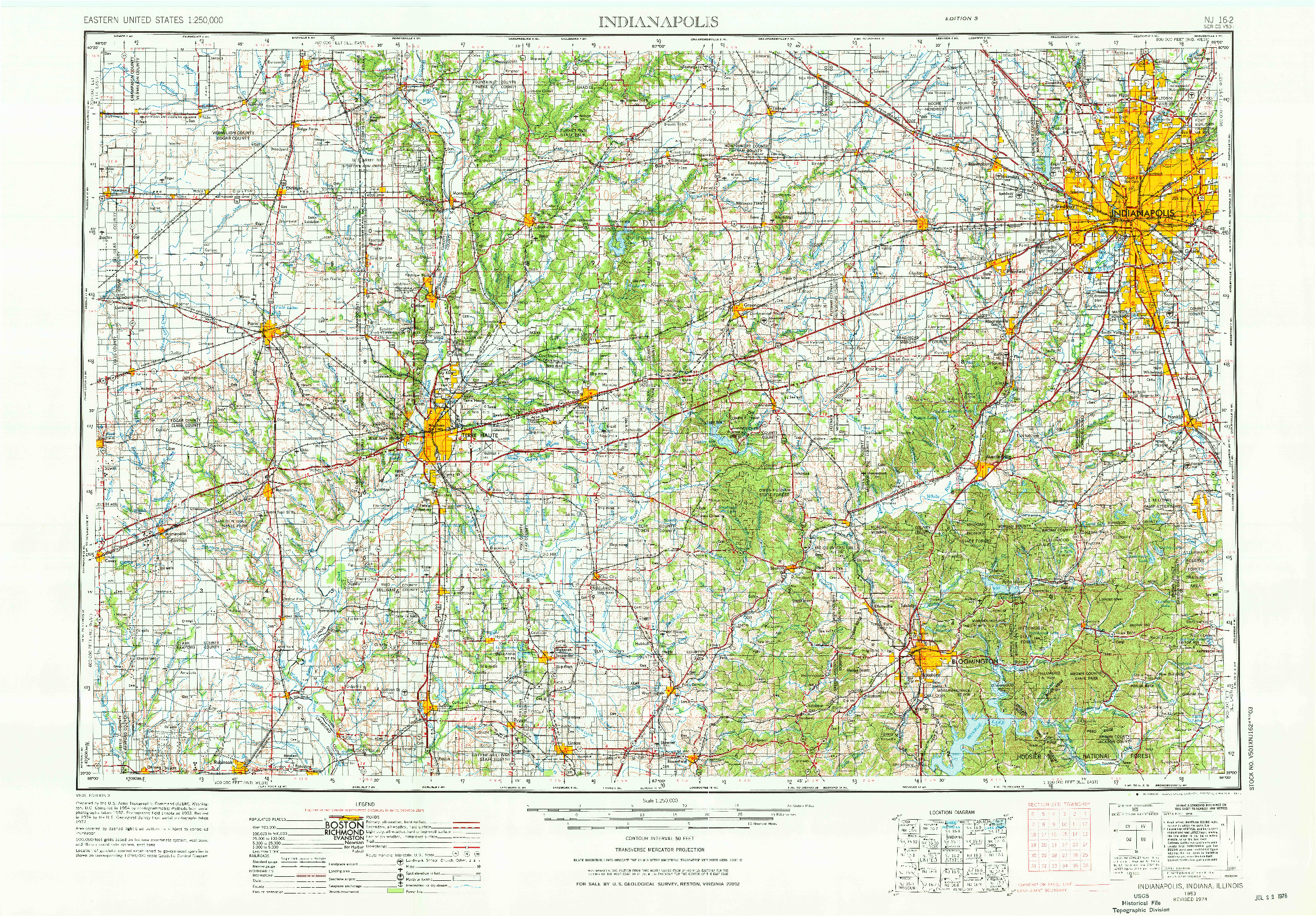 USGS 1:250000-SCALE QUADRANGLE FOR INDIANAPOLIS, IN 1953