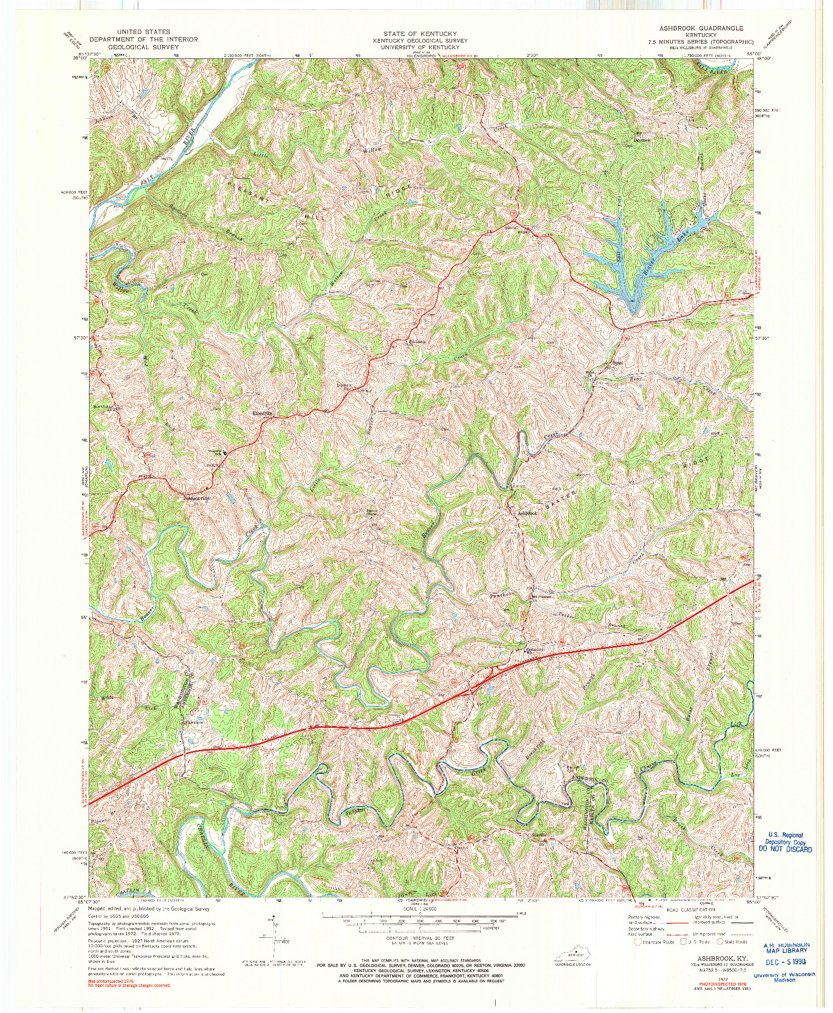 USGS 1:24000-SCALE QUADRANGLE FOR ASHBROOK, KY 1972