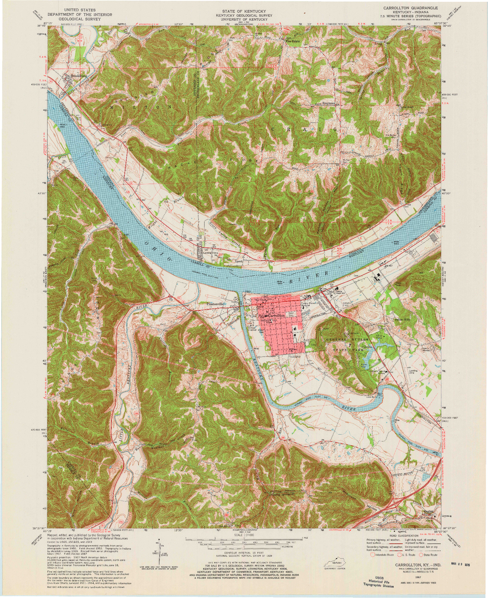 USGS 1:24000-SCALE QUADRANGLE FOR CARROLLTON, KY 1967