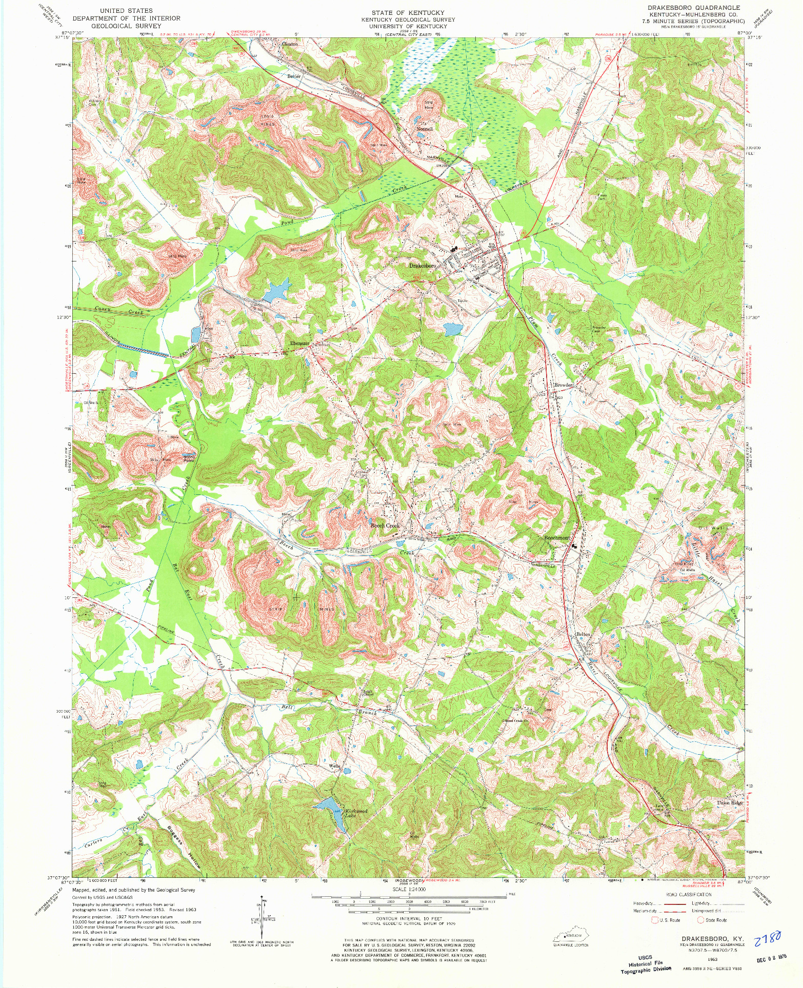 USGS 1:24000-SCALE QUADRANGLE FOR DRAKESBORO, KY 1963