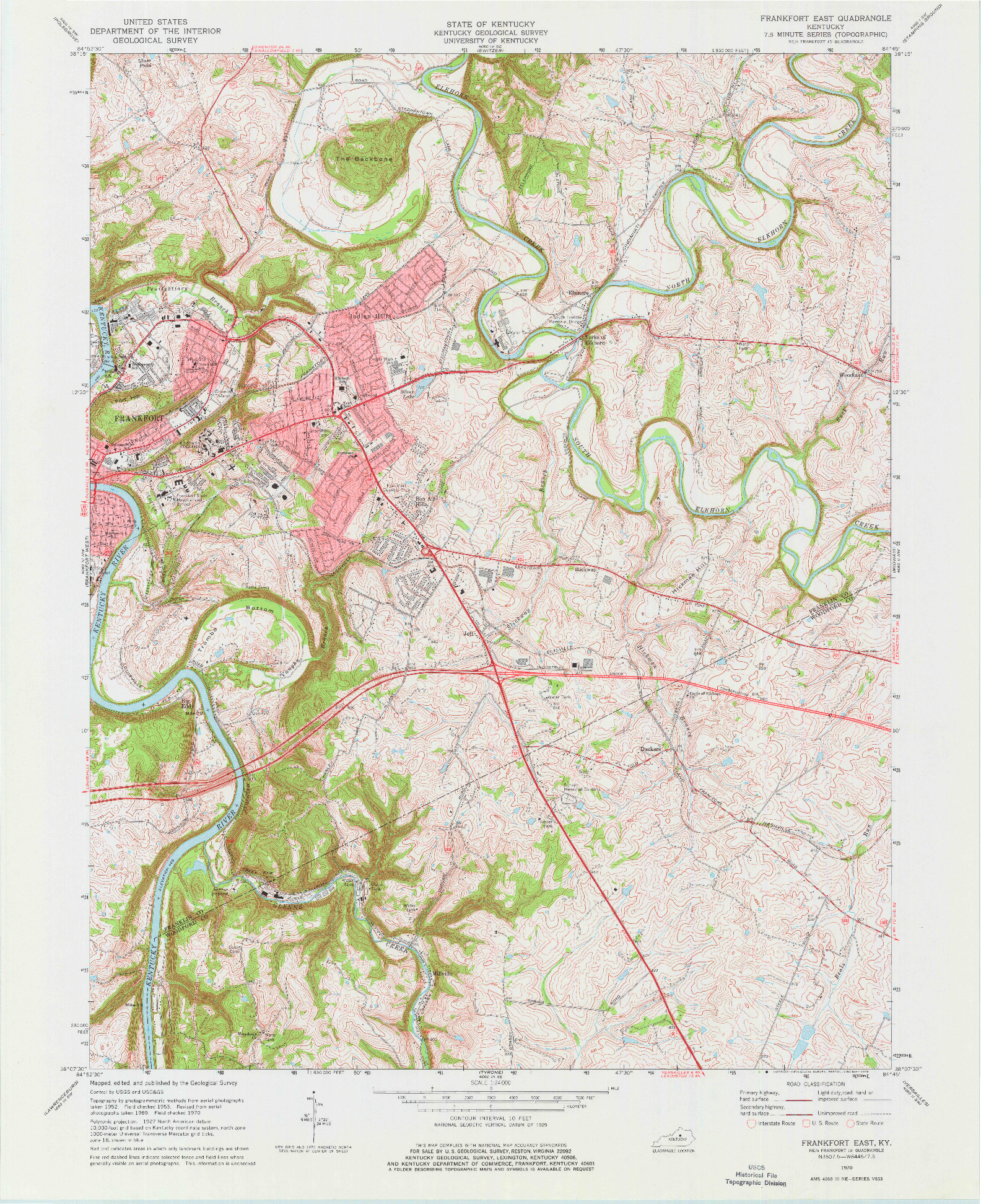 USGS 1:24000-SCALE QUADRANGLE FOR FRANKFORT EAST, KY 1970