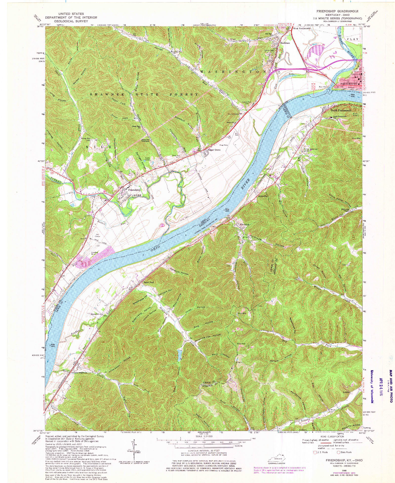 USGS 1:24000-SCALE QUADRANGLE FOR FRIENDSHIP, KY 1968