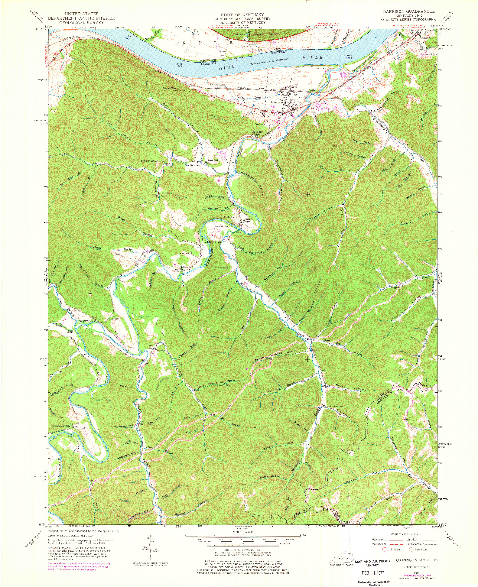 USGS 1:24000-SCALE QUADRANGLE FOR GARRISON, KY 1949