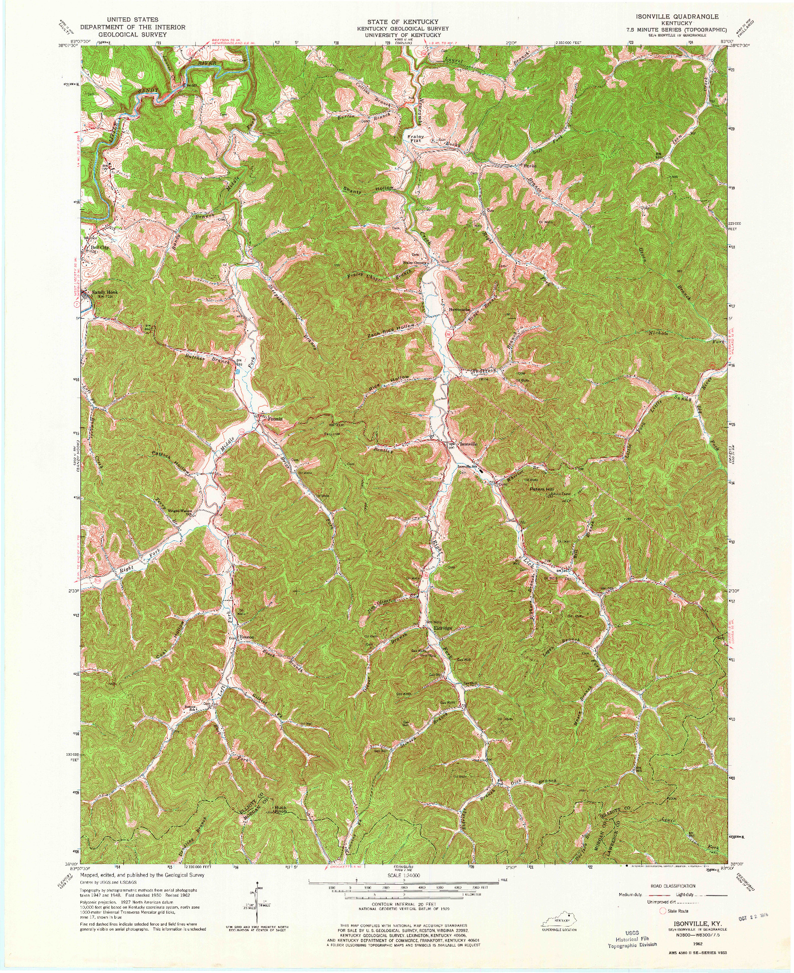 USGS 1:24000-SCALE QUADRANGLE FOR ISONVILLE, KY 1962