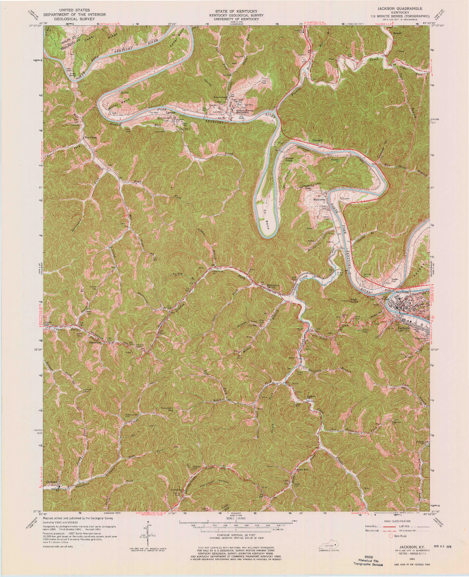 USGS 1:24000-SCALE QUADRANGLE FOR JACKSON, KY 1961