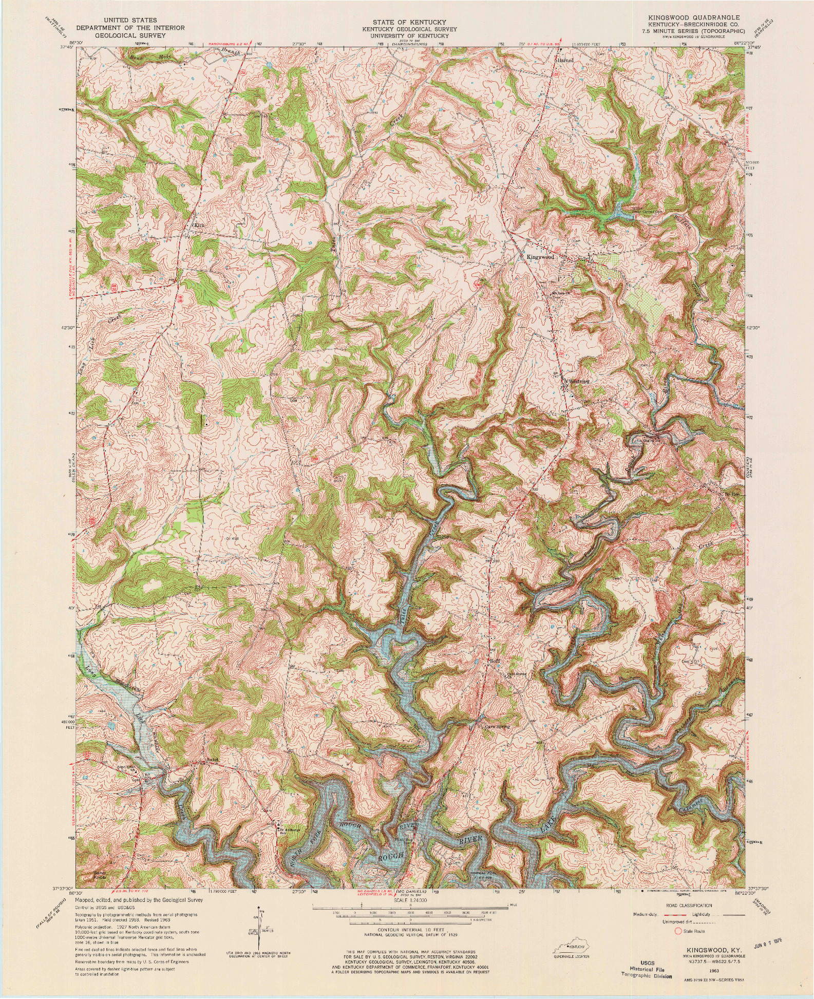 USGS 1:24000-SCALE QUADRANGLE FOR KINGSWOOD, KY 1963