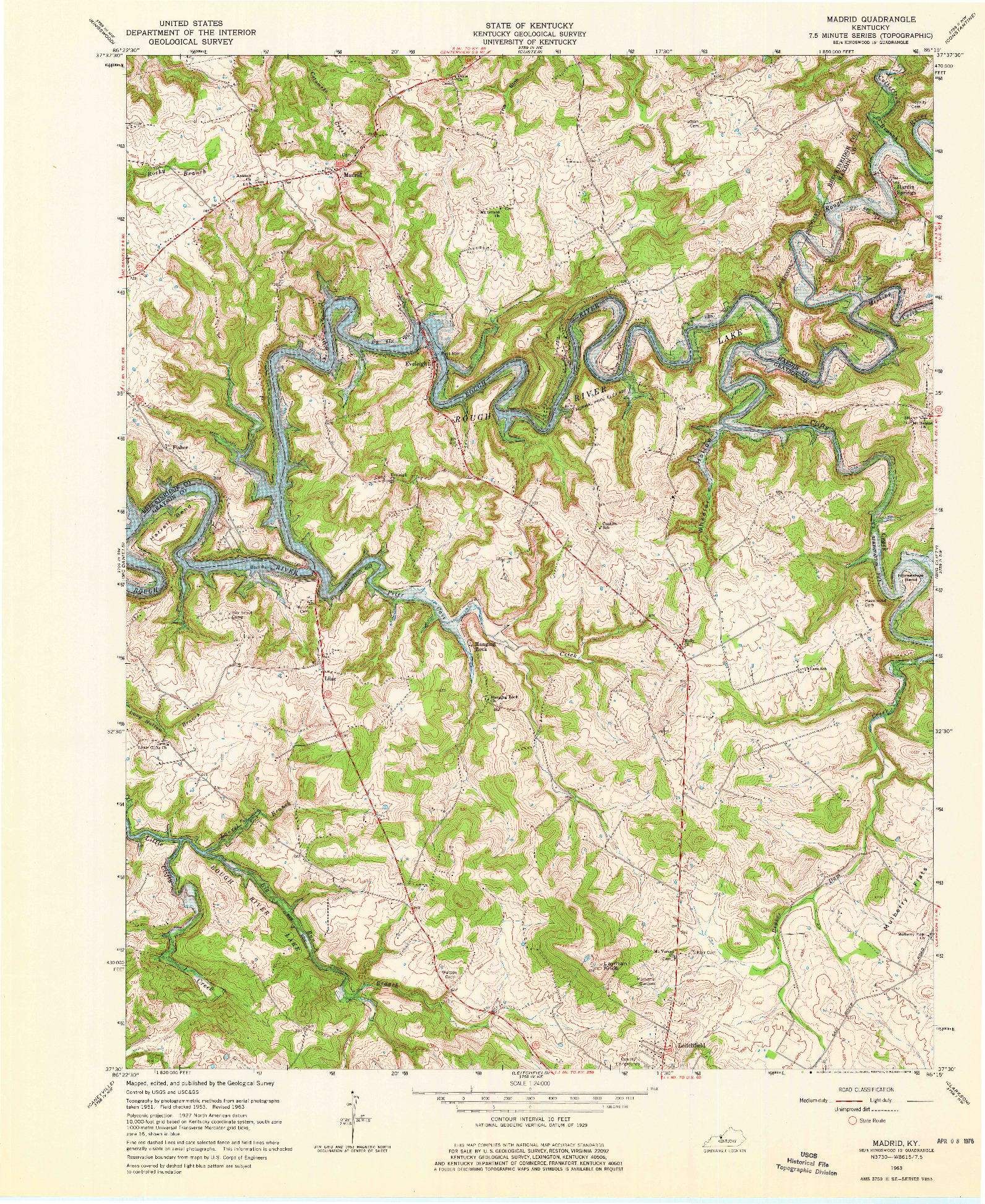 USGS 1:24000-SCALE QUADRANGLE FOR MADRID, KY 1963