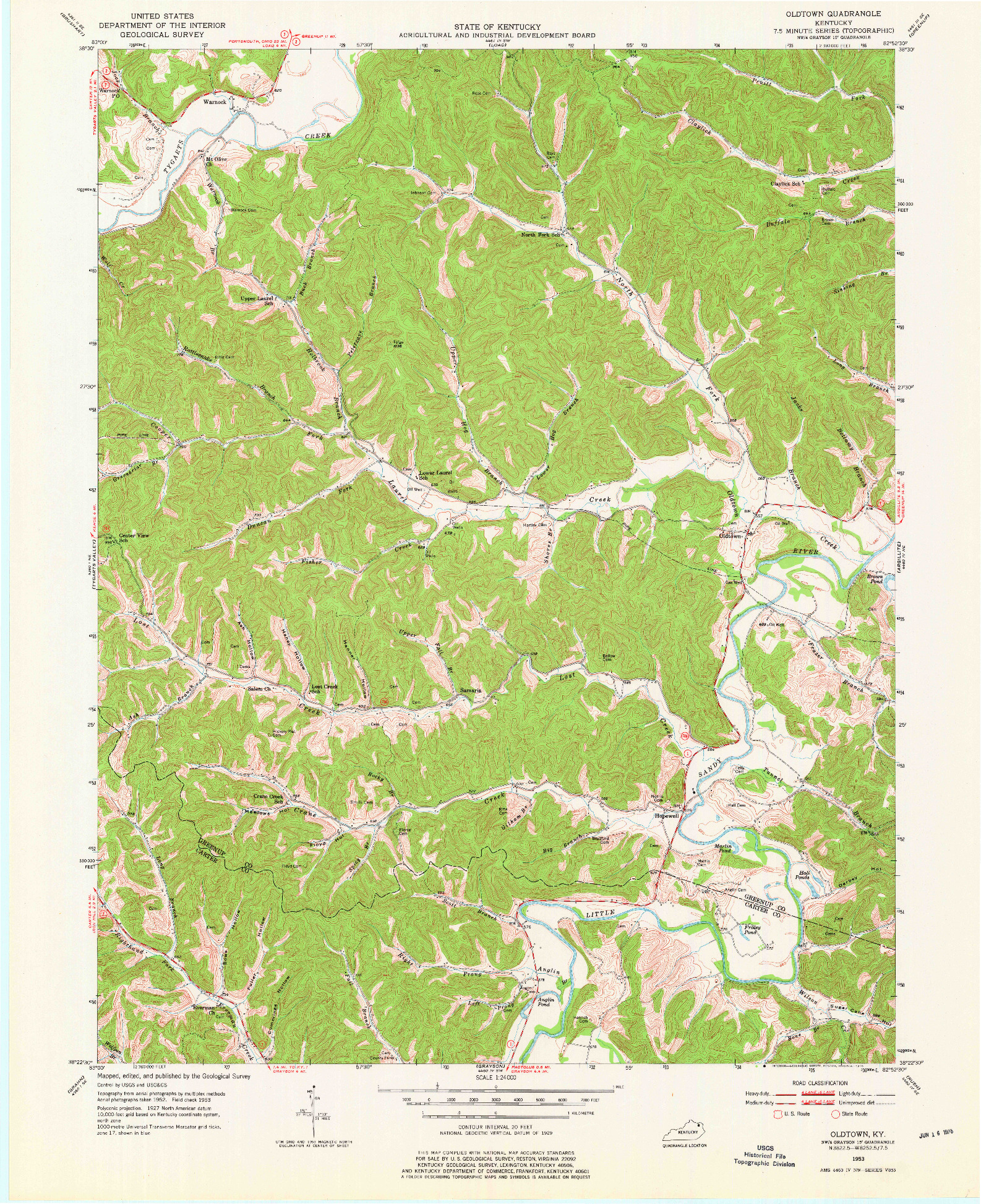 USGS 1:24000-SCALE QUADRANGLE FOR OLDTOWN, KY 1953