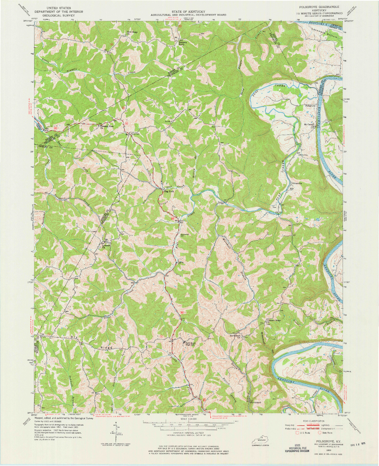 USGS 1:24000-SCALE QUADRANGLE FOR POLSGROVE, KY 1953