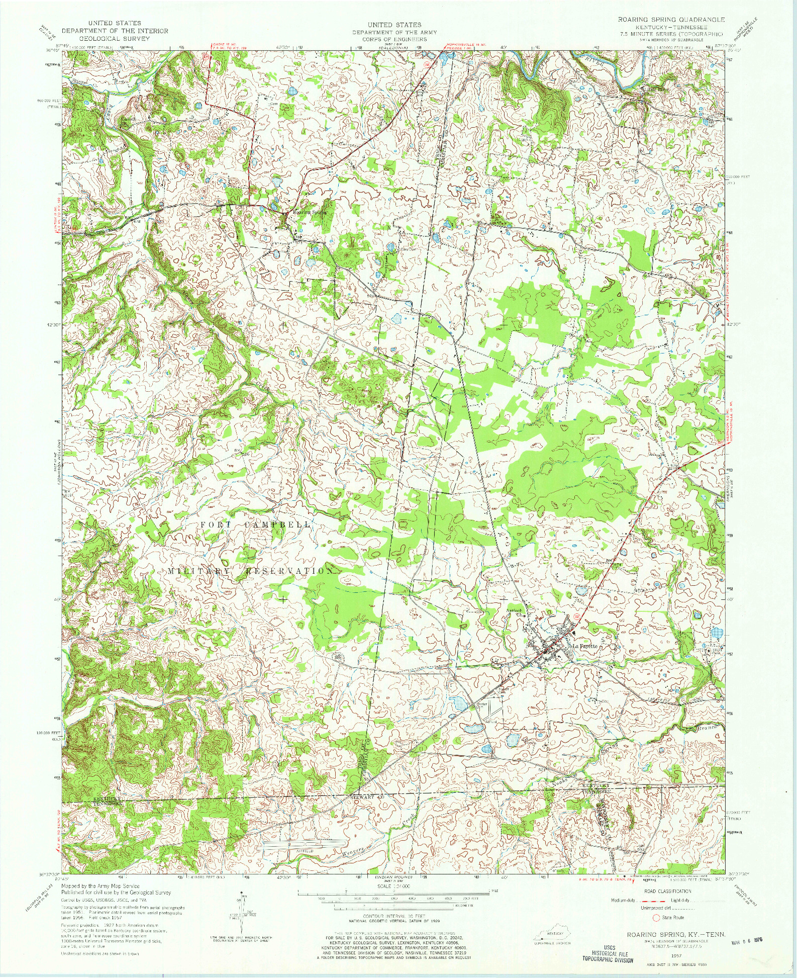 USGS 1:24000-SCALE QUADRANGLE FOR ROARING SPRING, KY 1957