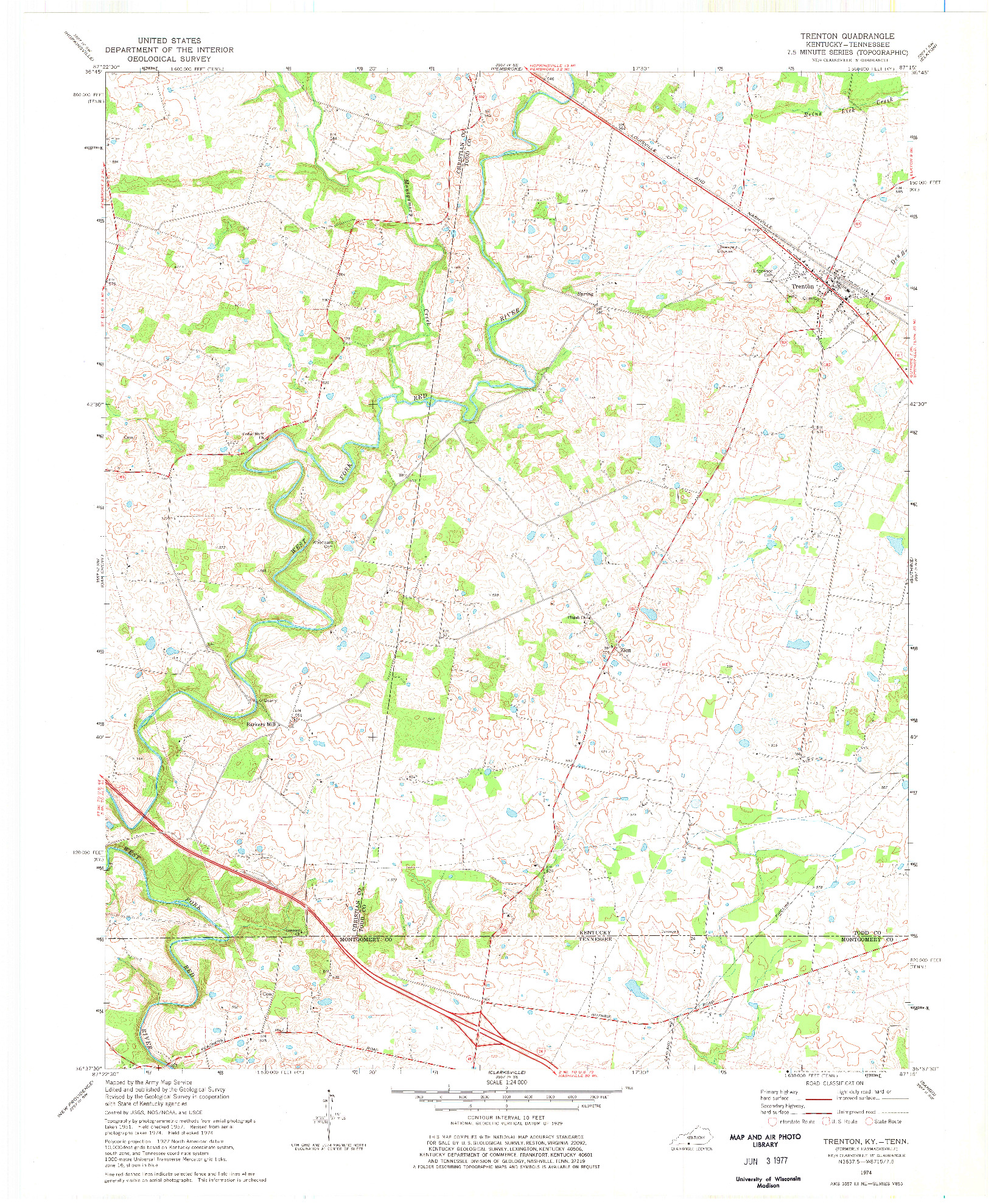 USGS 1:24000-SCALE QUADRANGLE FOR TRENTON, KY 1974