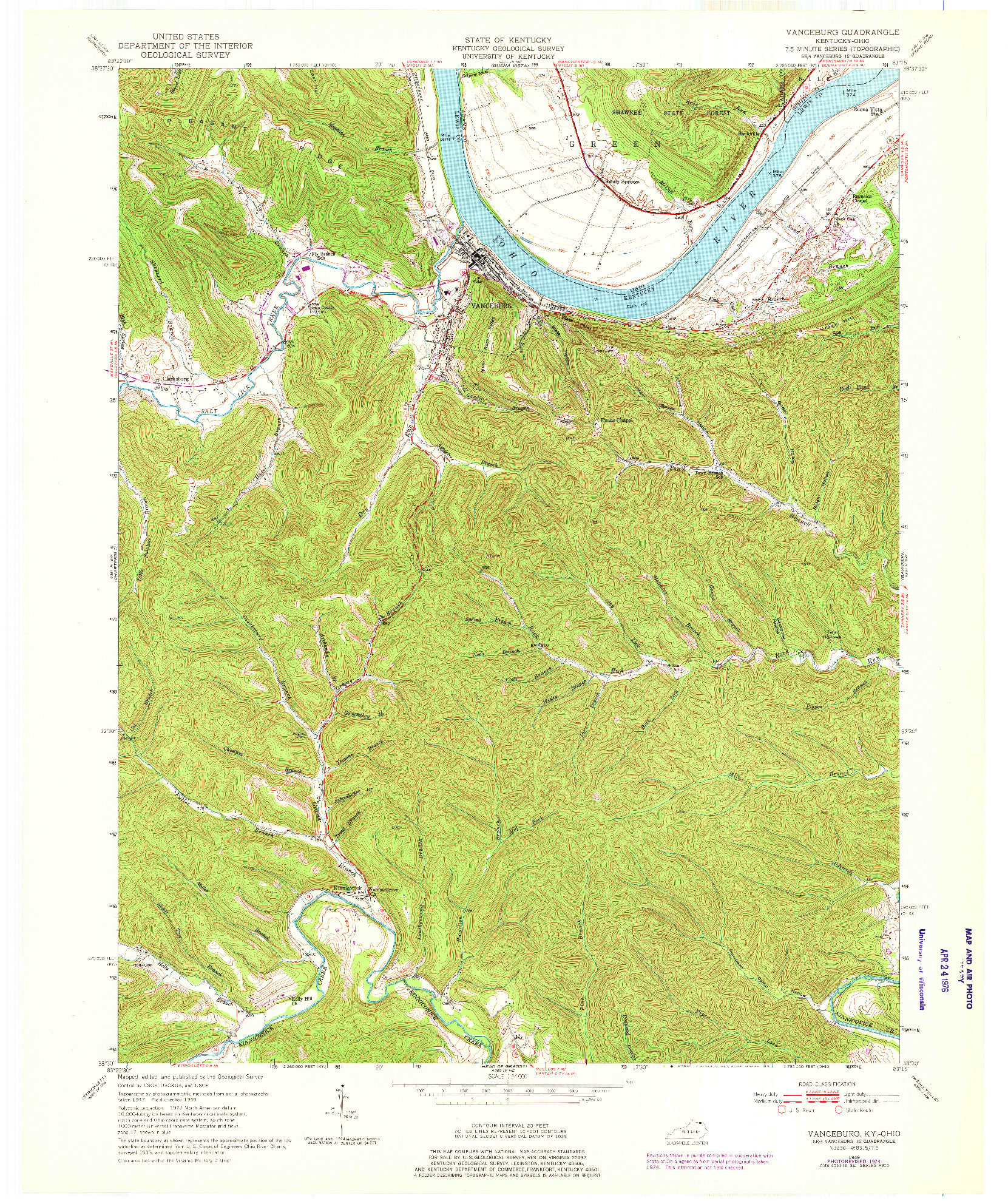 USGS 1:24000-SCALE QUADRANGLE FOR VANCEBURG, KY 1949