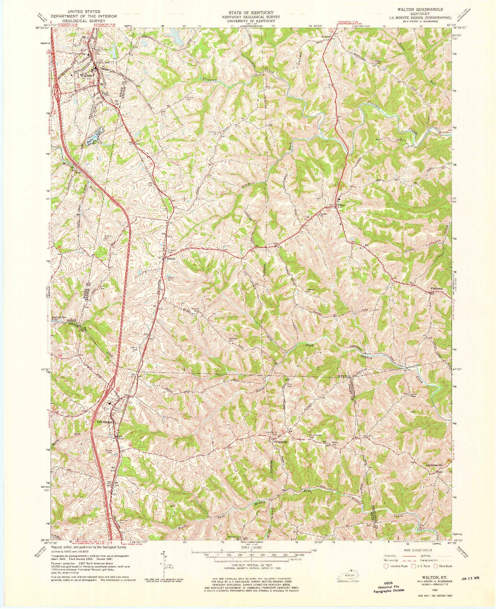 USGS 1:24000-SCALE QUADRANGLE FOR WALTON, KY 1961