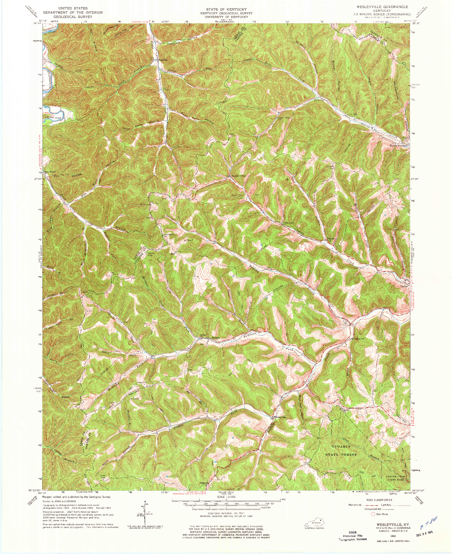 USGS 1:24000-SCALE QUADRANGLE FOR WESLEYVILLE, KY 1962