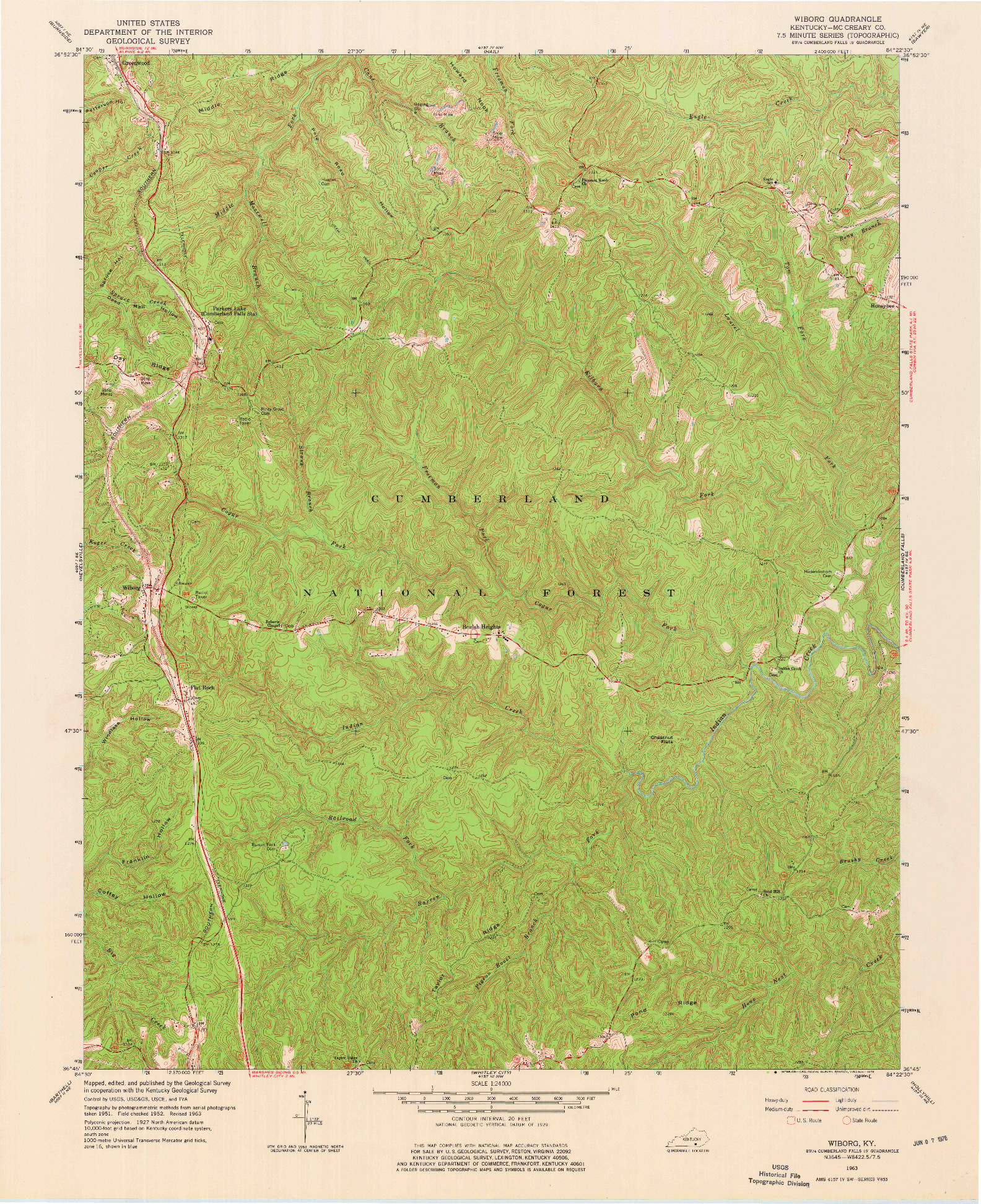 USGS 1:24000-SCALE QUADRANGLE FOR WIBORG, KY 1963