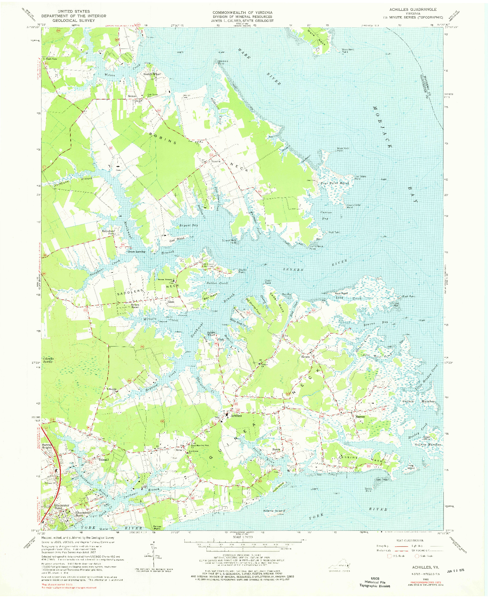 USGS 1:24000-SCALE QUADRANGLE FOR ACHILLES, VA 1965