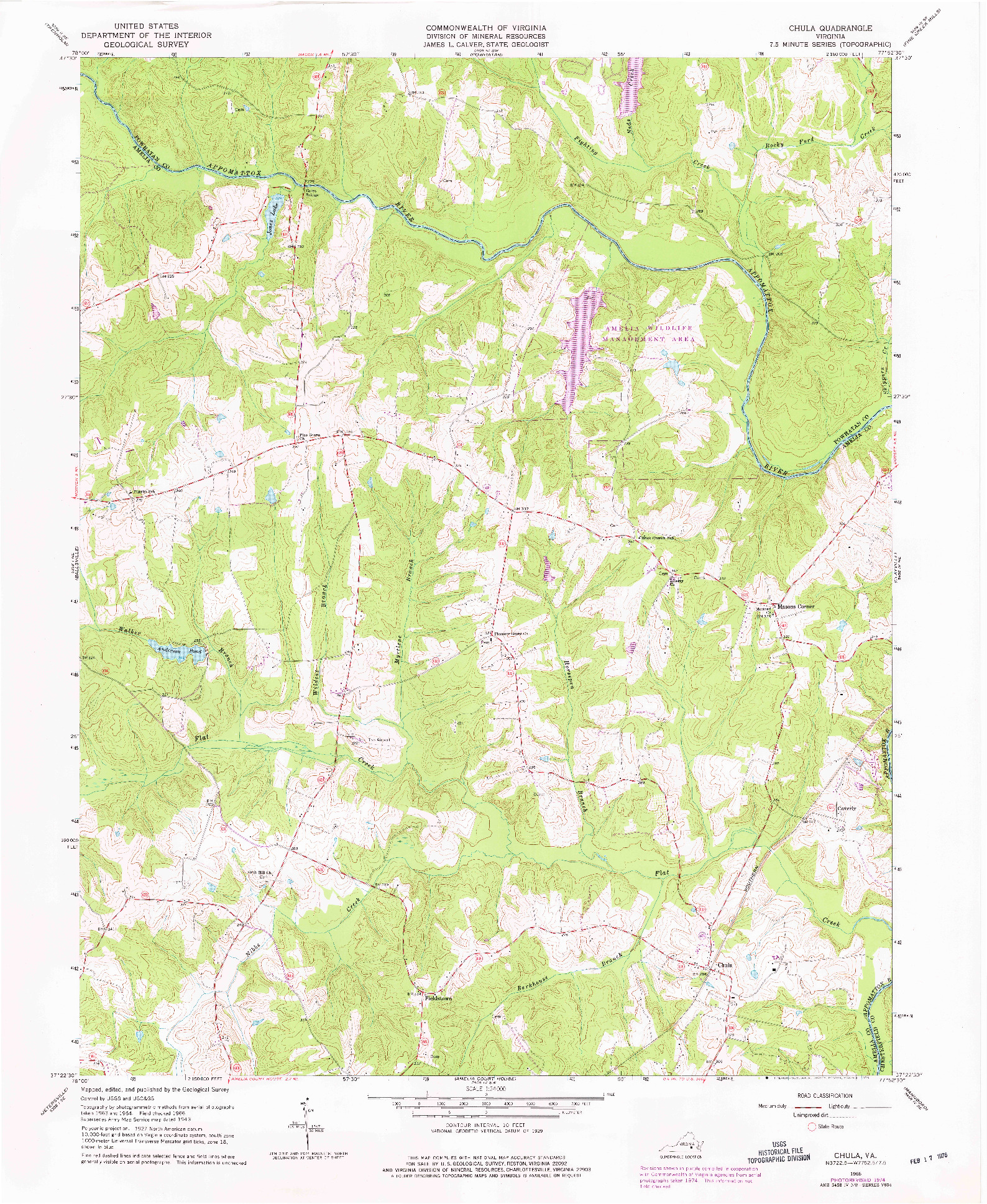 USGS 1:24000-SCALE QUADRANGLE FOR CHULA, VA 1966