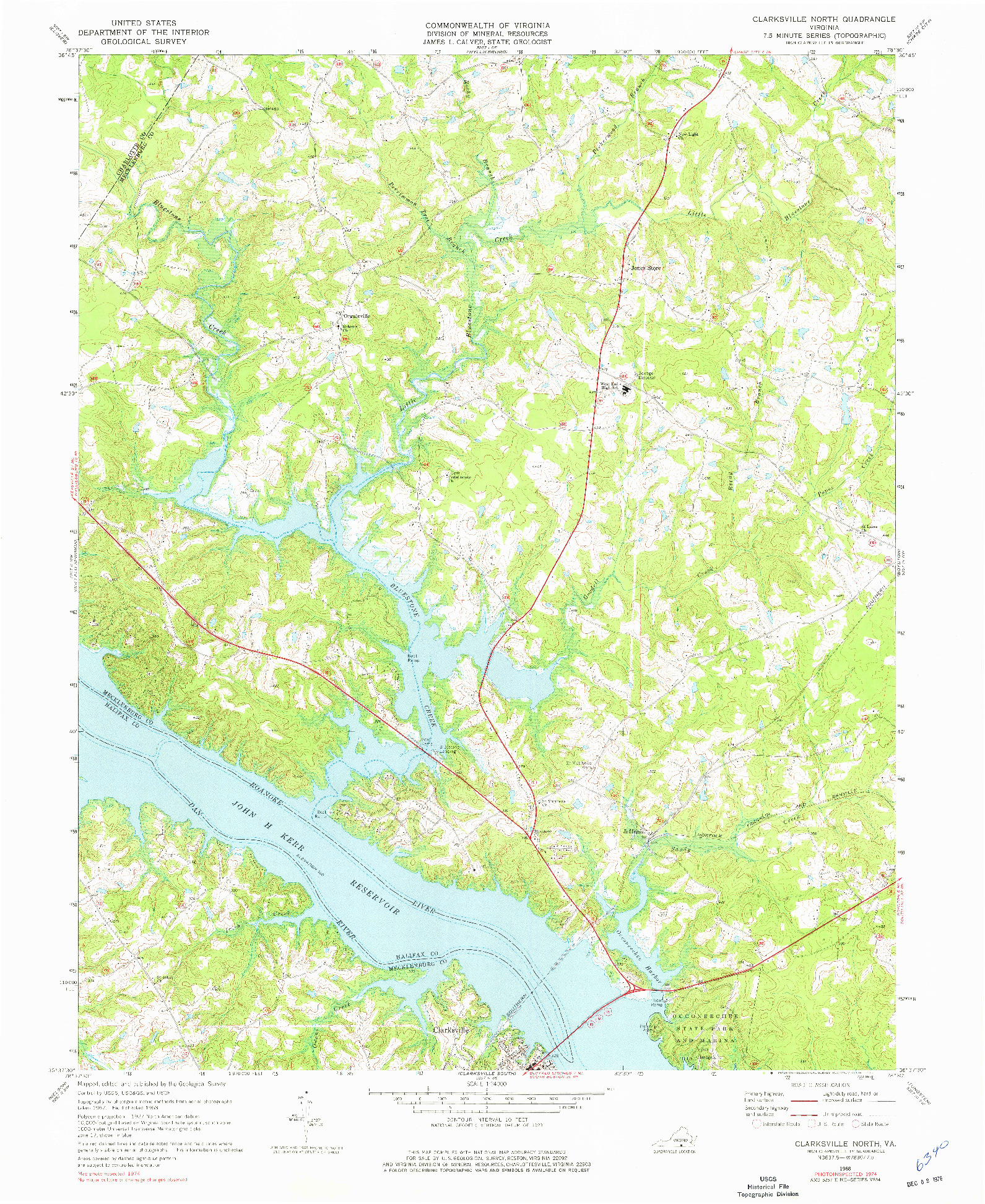 USGS 1:24000-SCALE QUADRANGLE FOR CLARKSVILLE NORTH, VA 1968