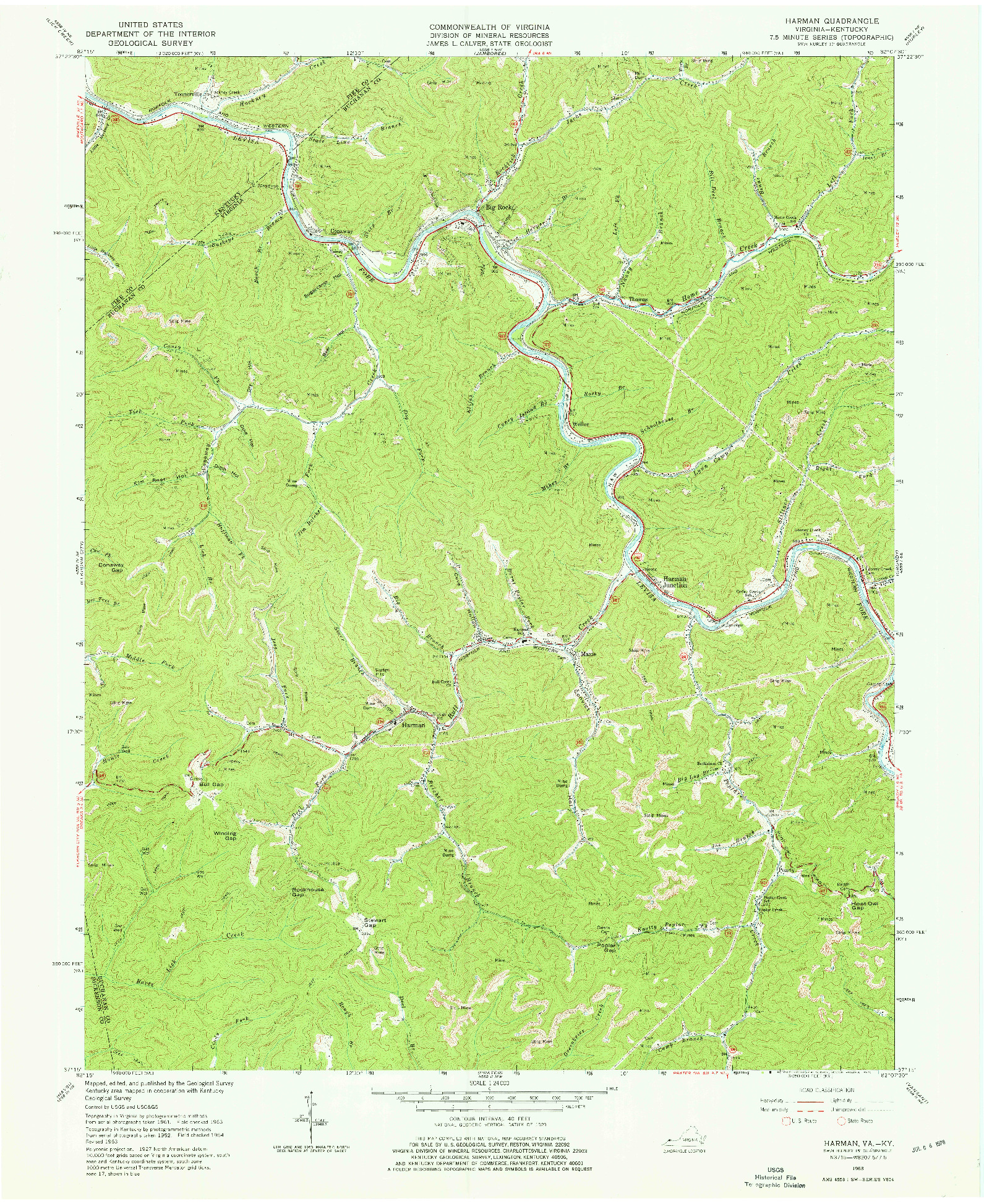 USGS 1:24000-SCALE QUADRANGLE FOR HARMAN, VA 1963