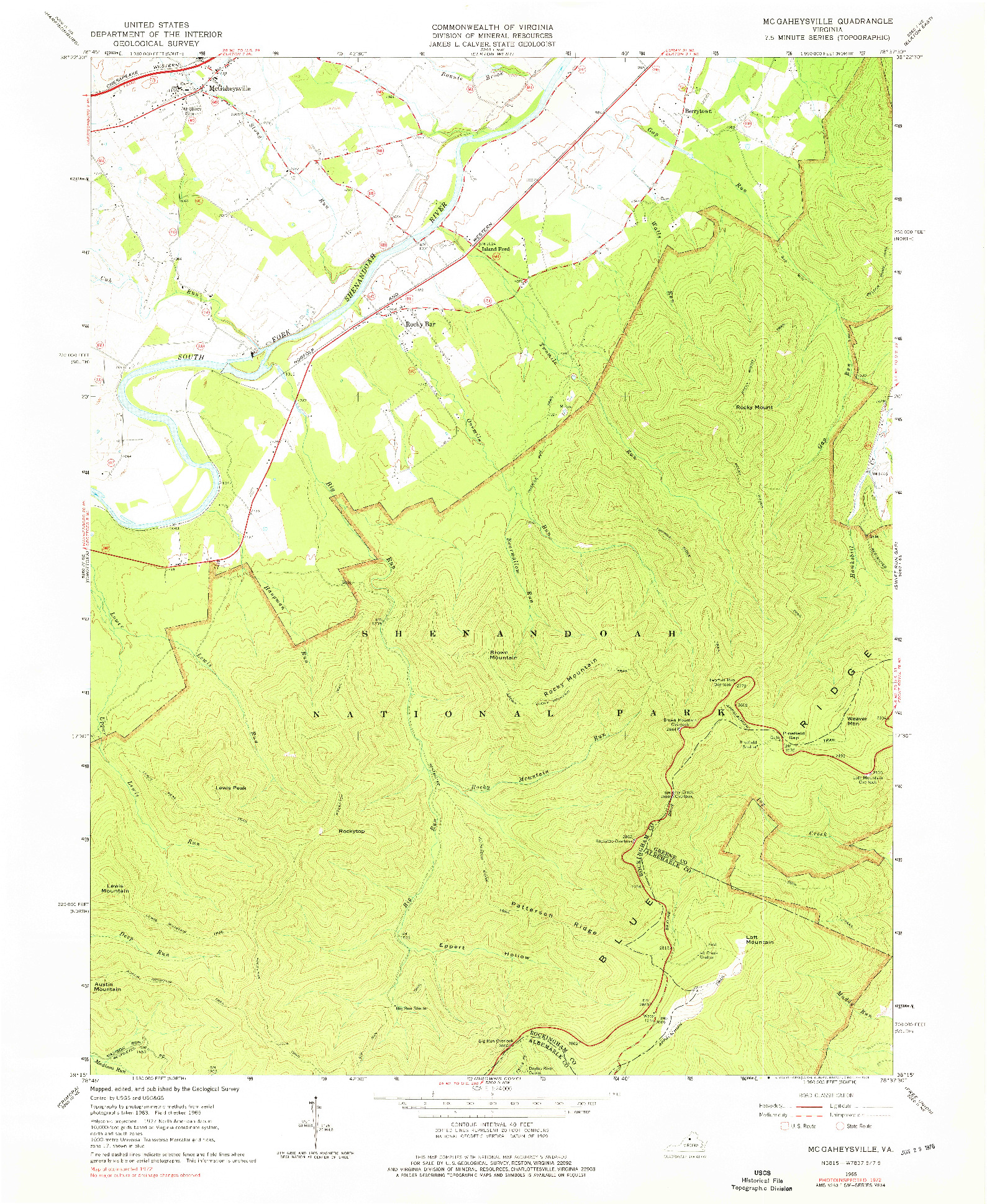 USGS 1:24000-SCALE QUADRANGLE FOR MC GAHEYSVILLE, VA 1965