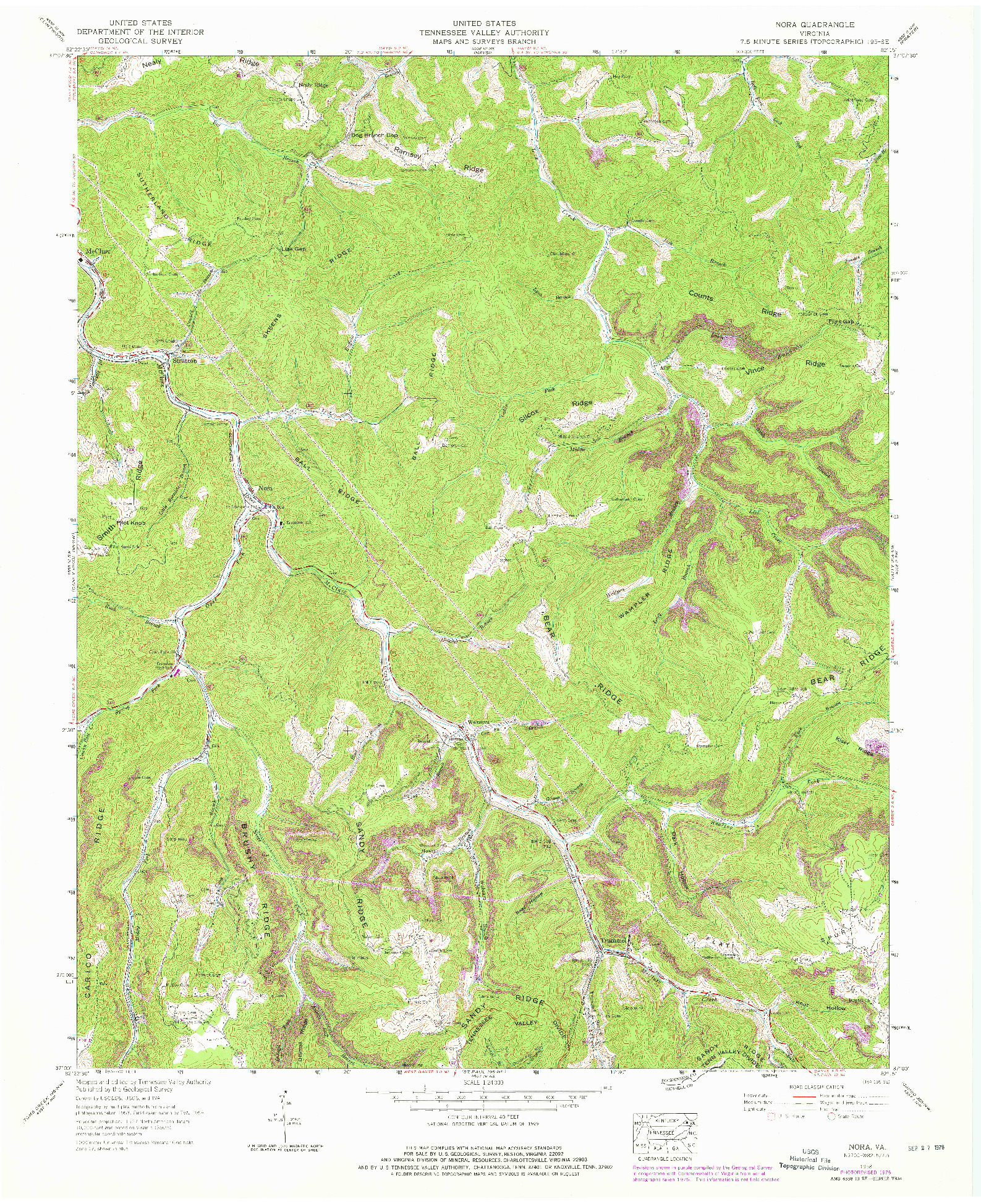 USGS 1:24000-SCALE QUADRANGLE FOR NORA, VA 1958