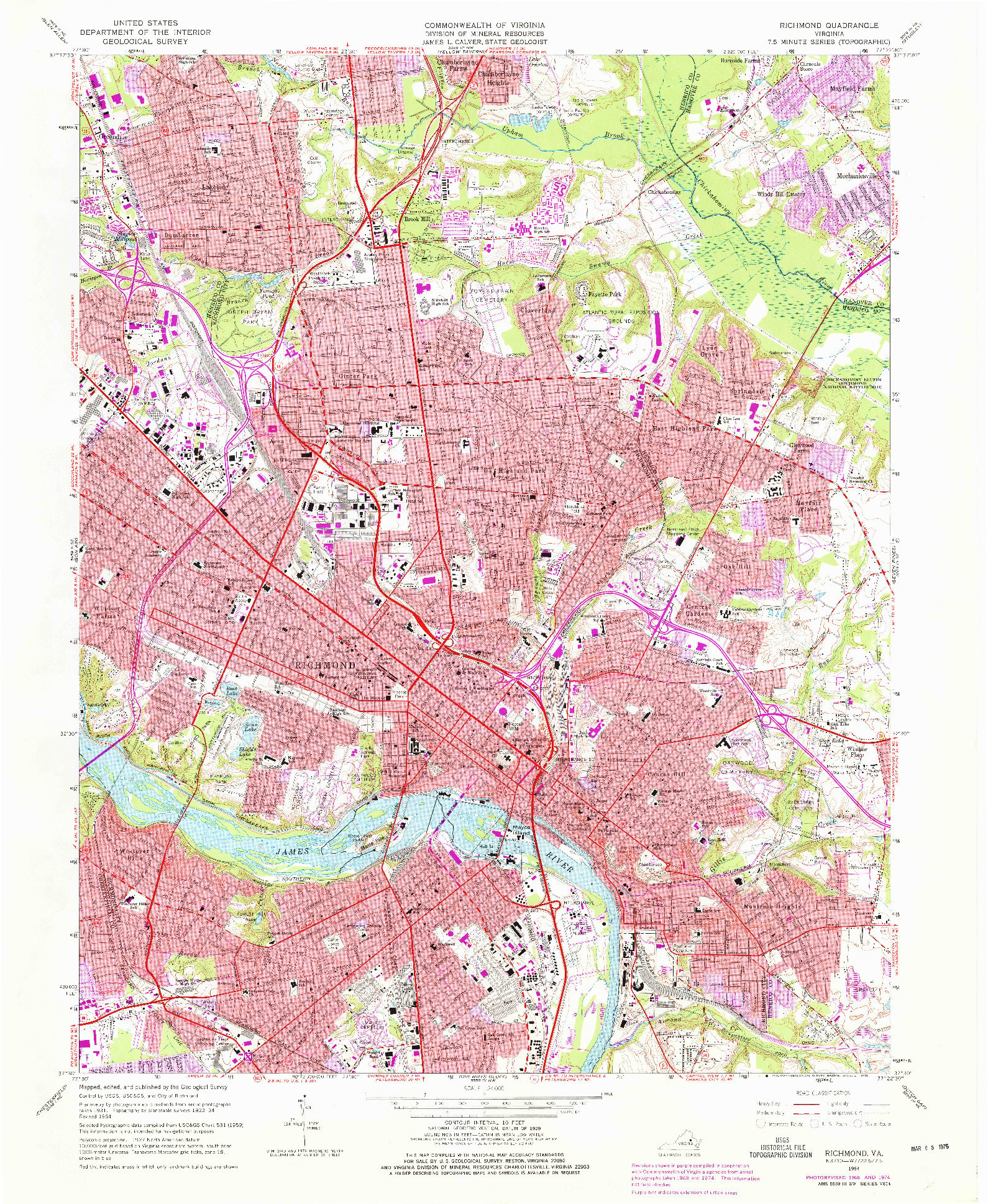 USGS 1:24000-SCALE QUADRANGLE FOR RICHMOND, VA 1964