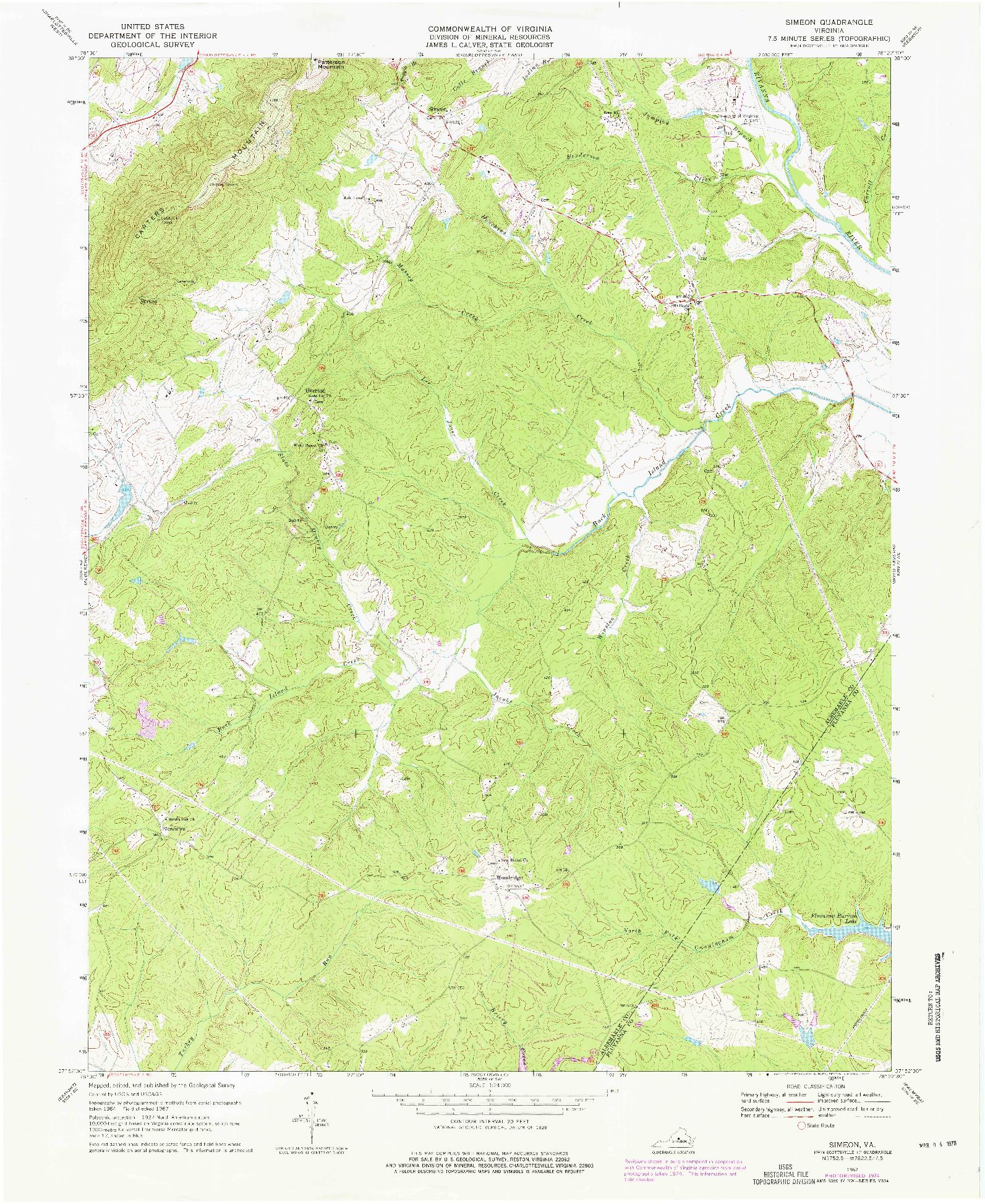 USGS 1:24000-SCALE QUADRANGLE FOR SIMEON, VA 1967