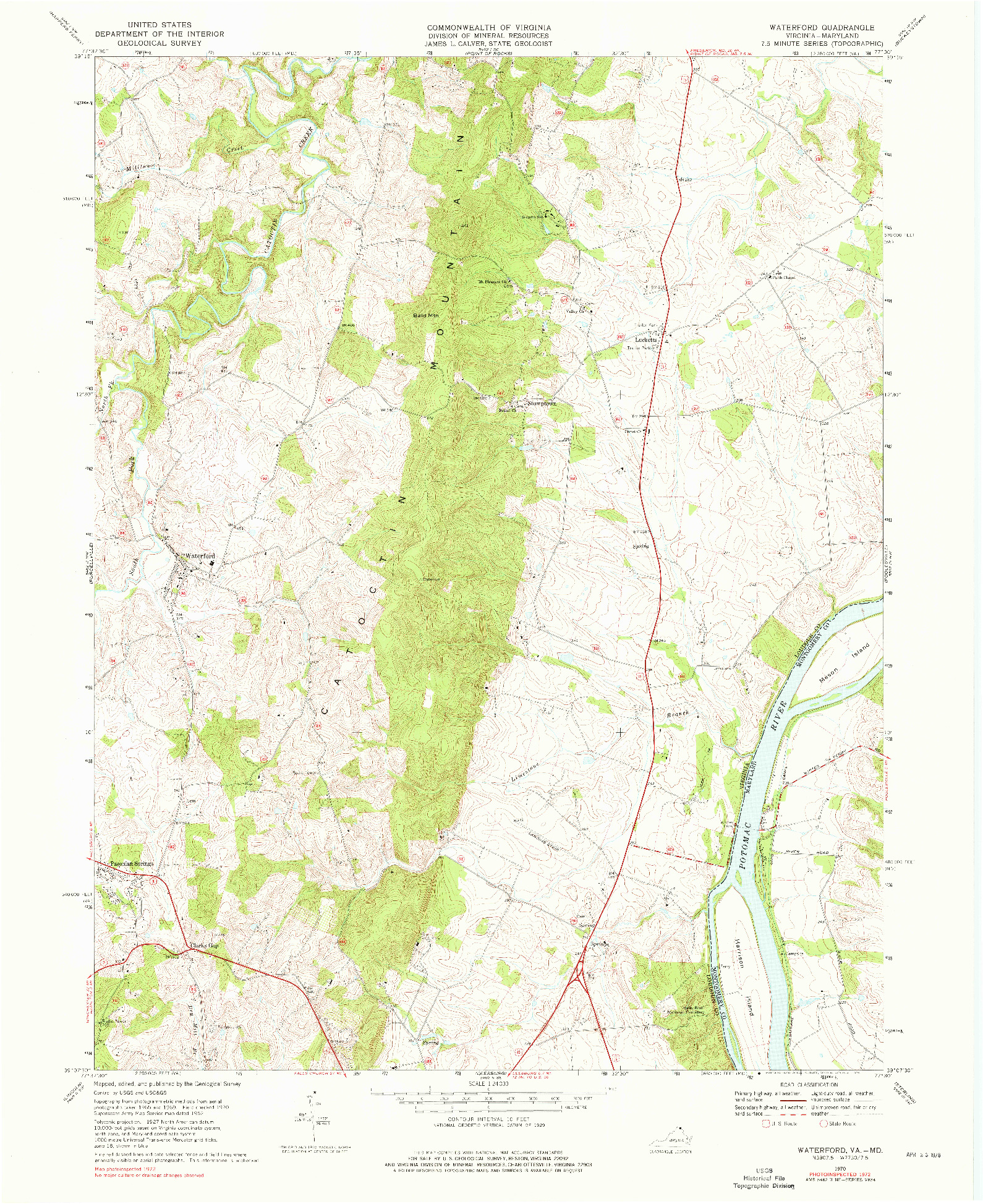 USGS 1:24000-SCALE QUADRANGLE FOR WATERFORD, VA 1970