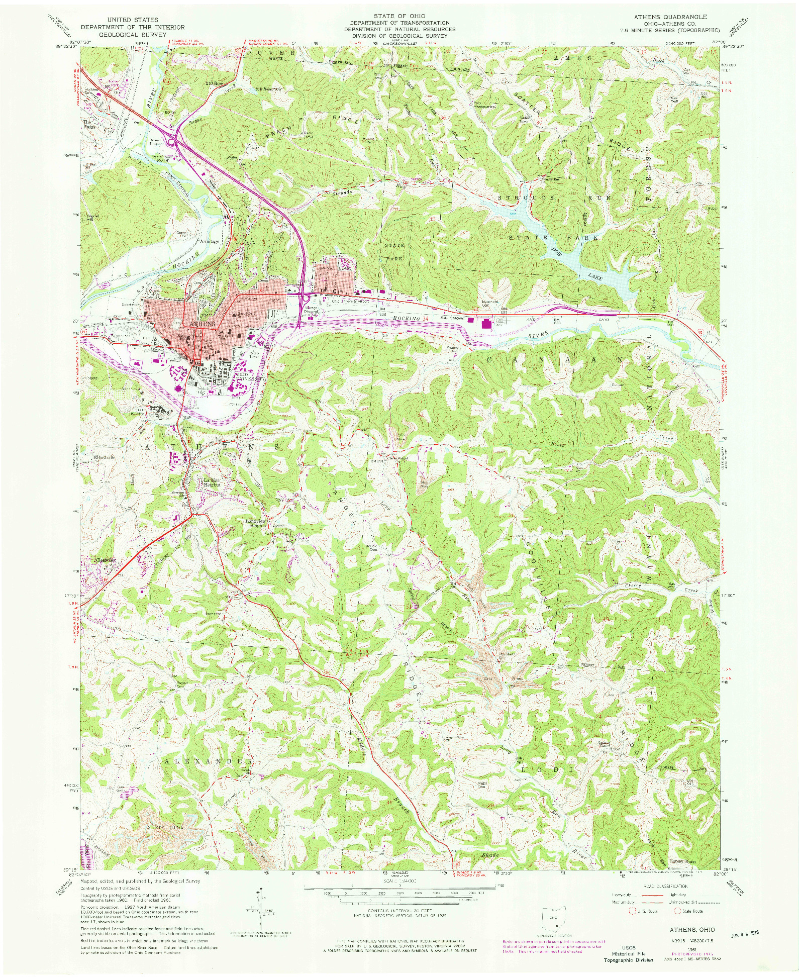 USGS 1:24000-SCALE QUADRANGLE FOR ATHENS, OH 1961