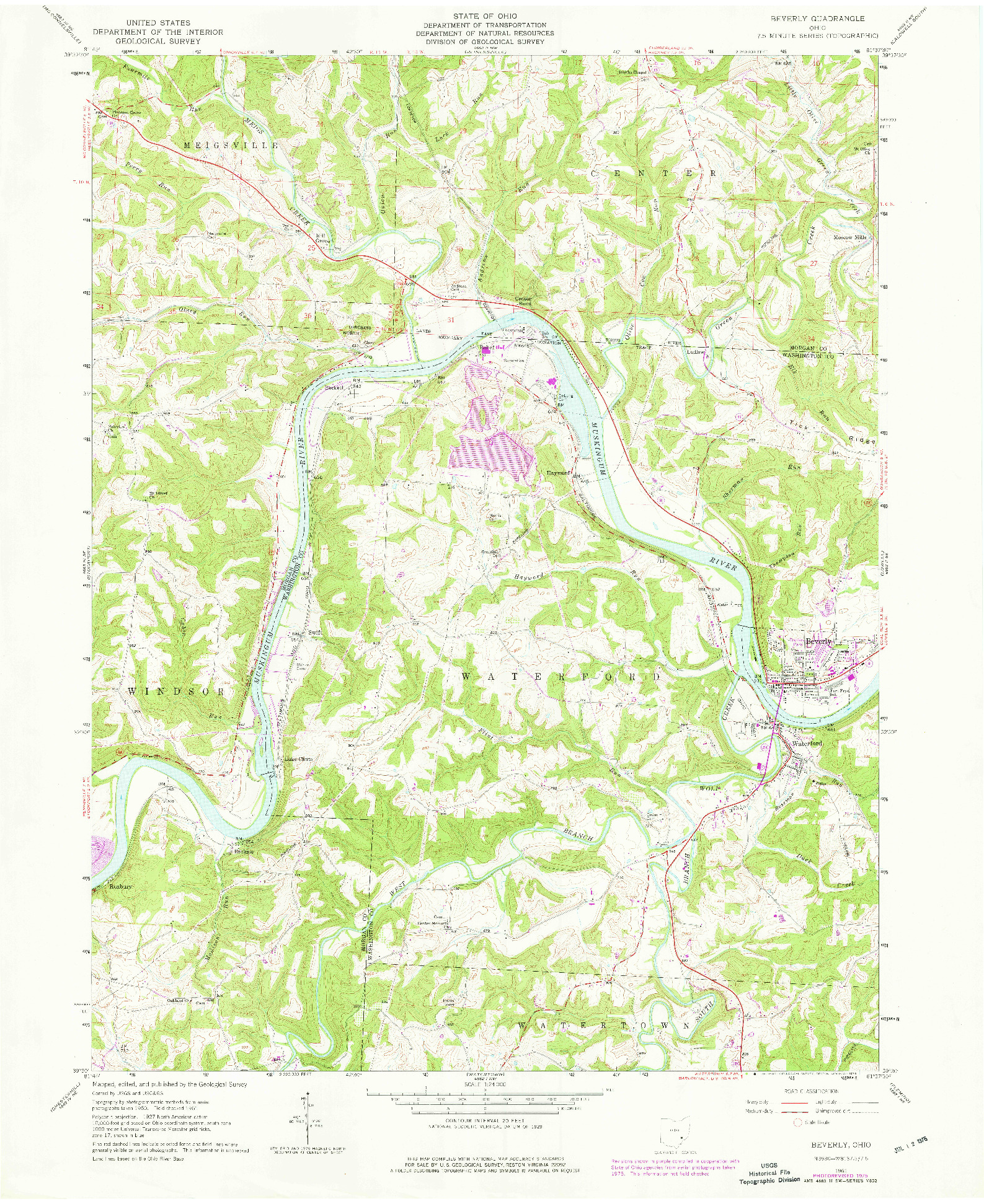 USGS 1:24000-SCALE QUADRANGLE FOR BEVERLY, OH 1961