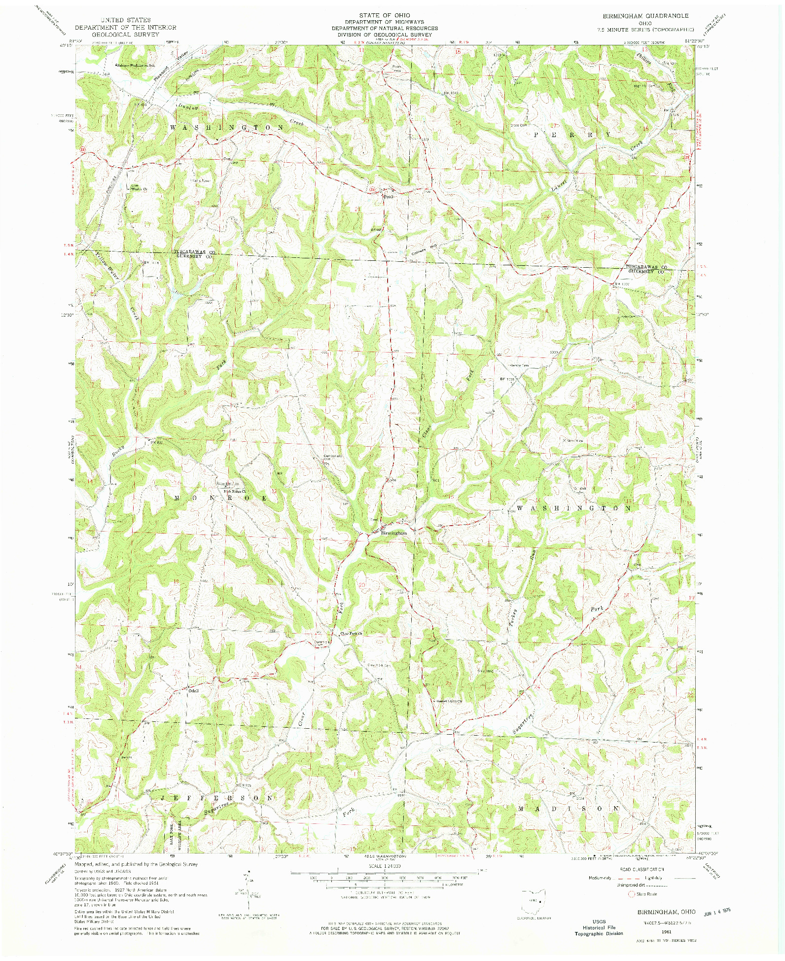 USGS 1:24000-SCALE QUADRANGLE FOR BIRMINGHAM, OH 1961