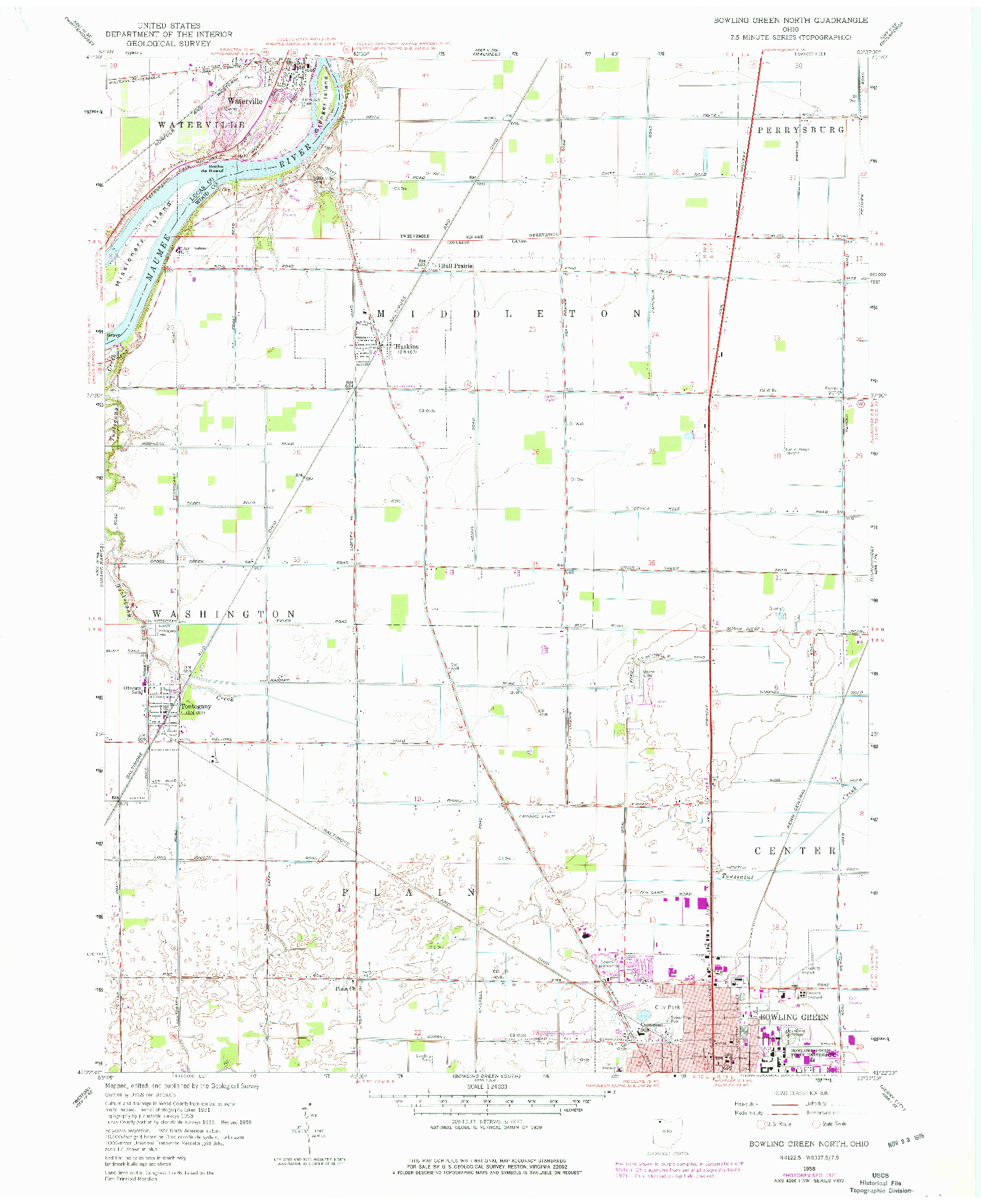 USGS 1:24000-SCALE QUADRANGLE FOR BOWLING GREEN NORTH, OH 1958