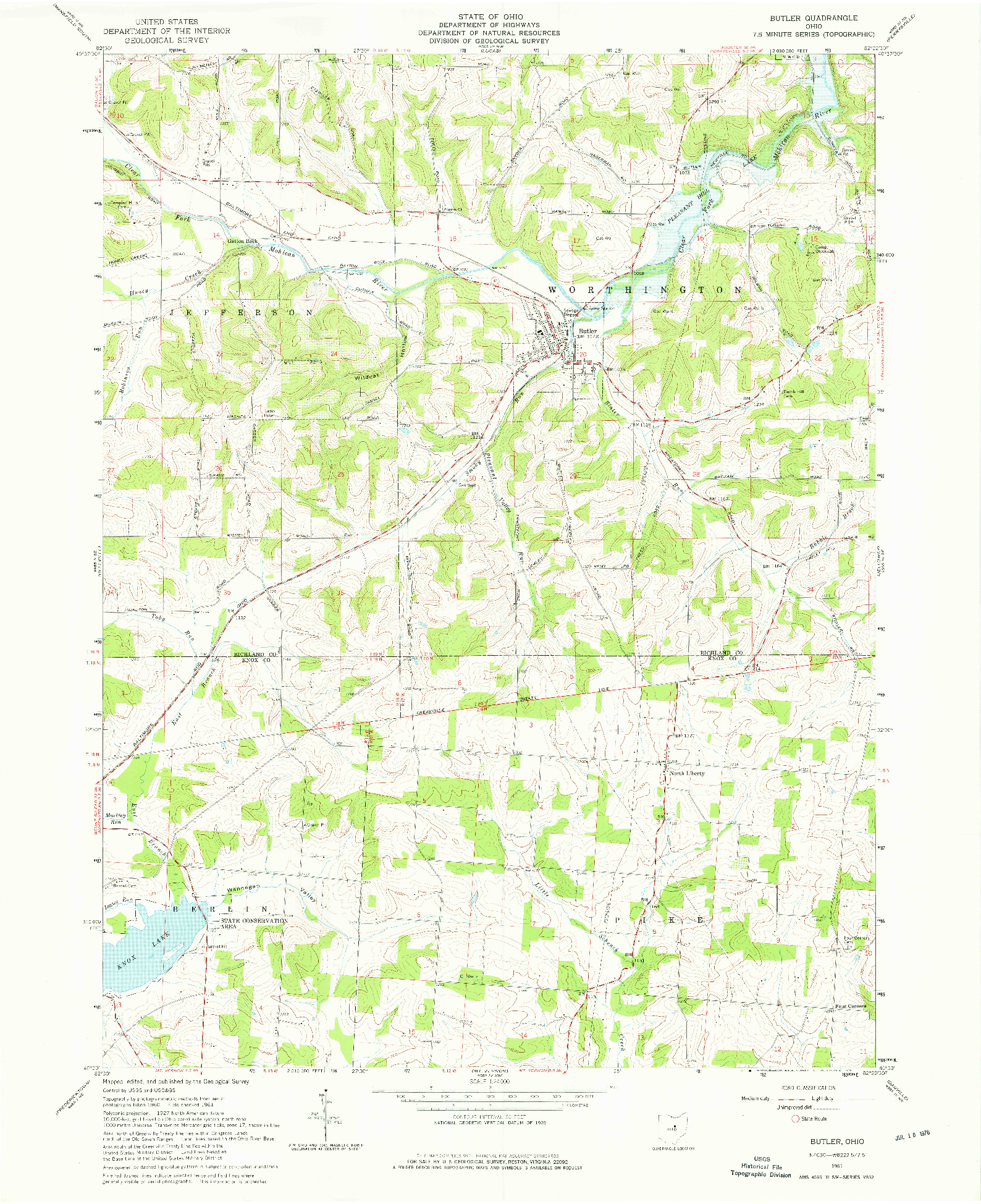 USGS 1:24000-SCALE QUADRANGLE FOR BUTLER, OH 1961