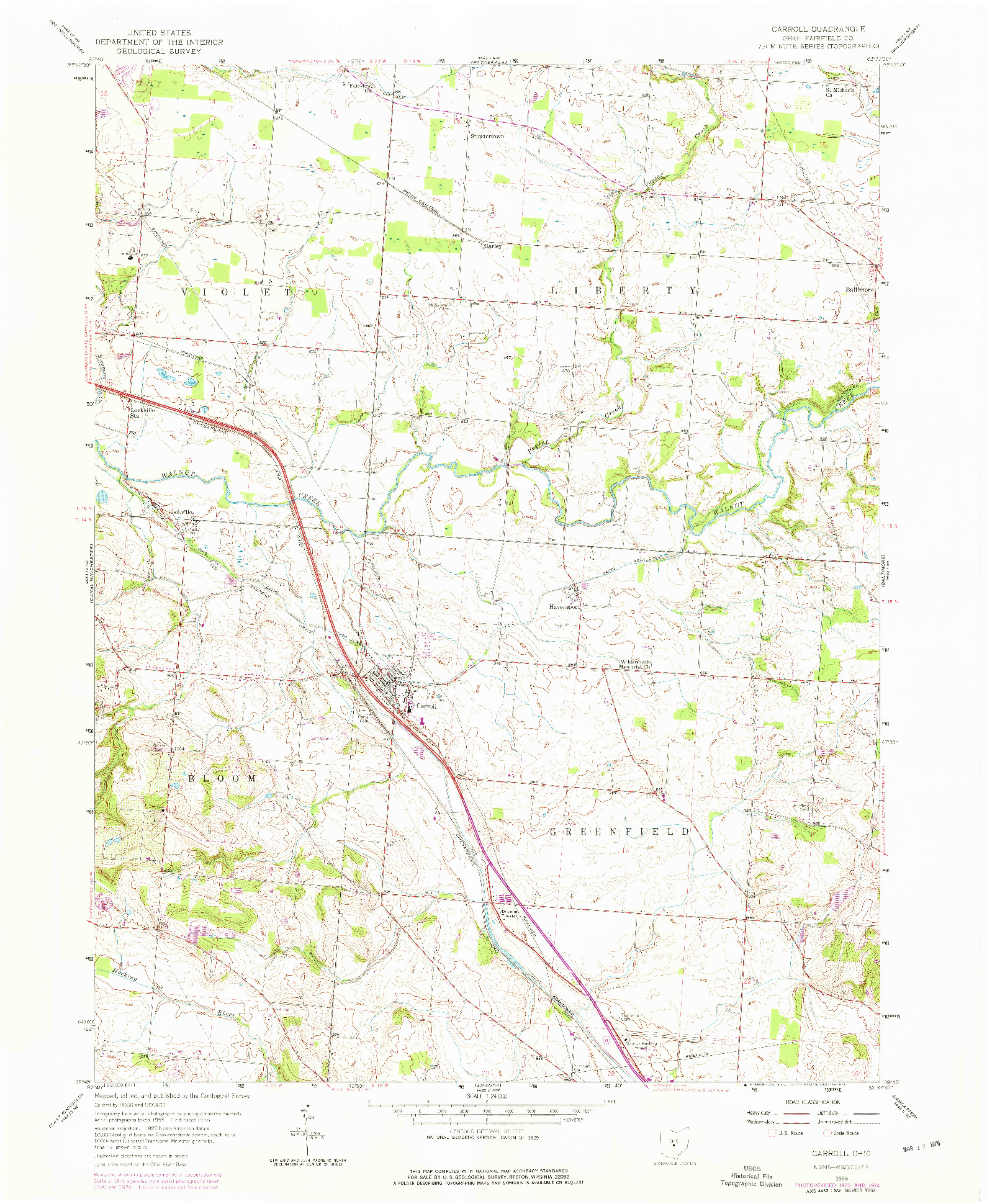 USGS 1:24000-SCALE QUADRANGLE FOR CARROLL, OH 1958