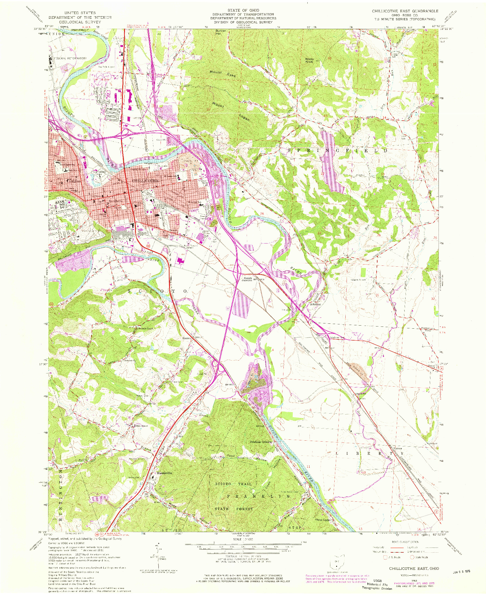 USGS 1:24000-SCALE QUADRANGLE FOR CHILLICOTHE EAST, OH 1961