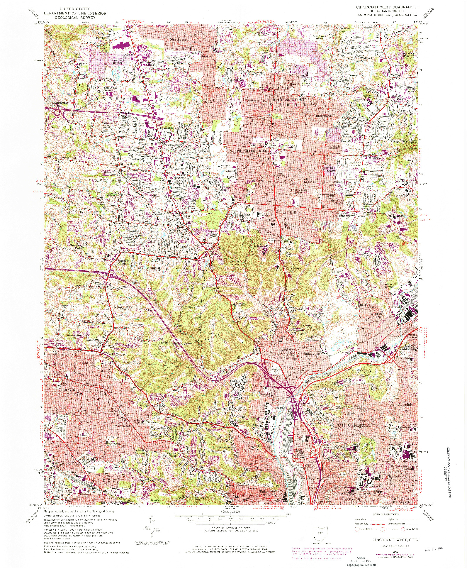 USGS 1:24000-SCALE QUADRANGLE FOR CINCINNATI WEST, OH 1961