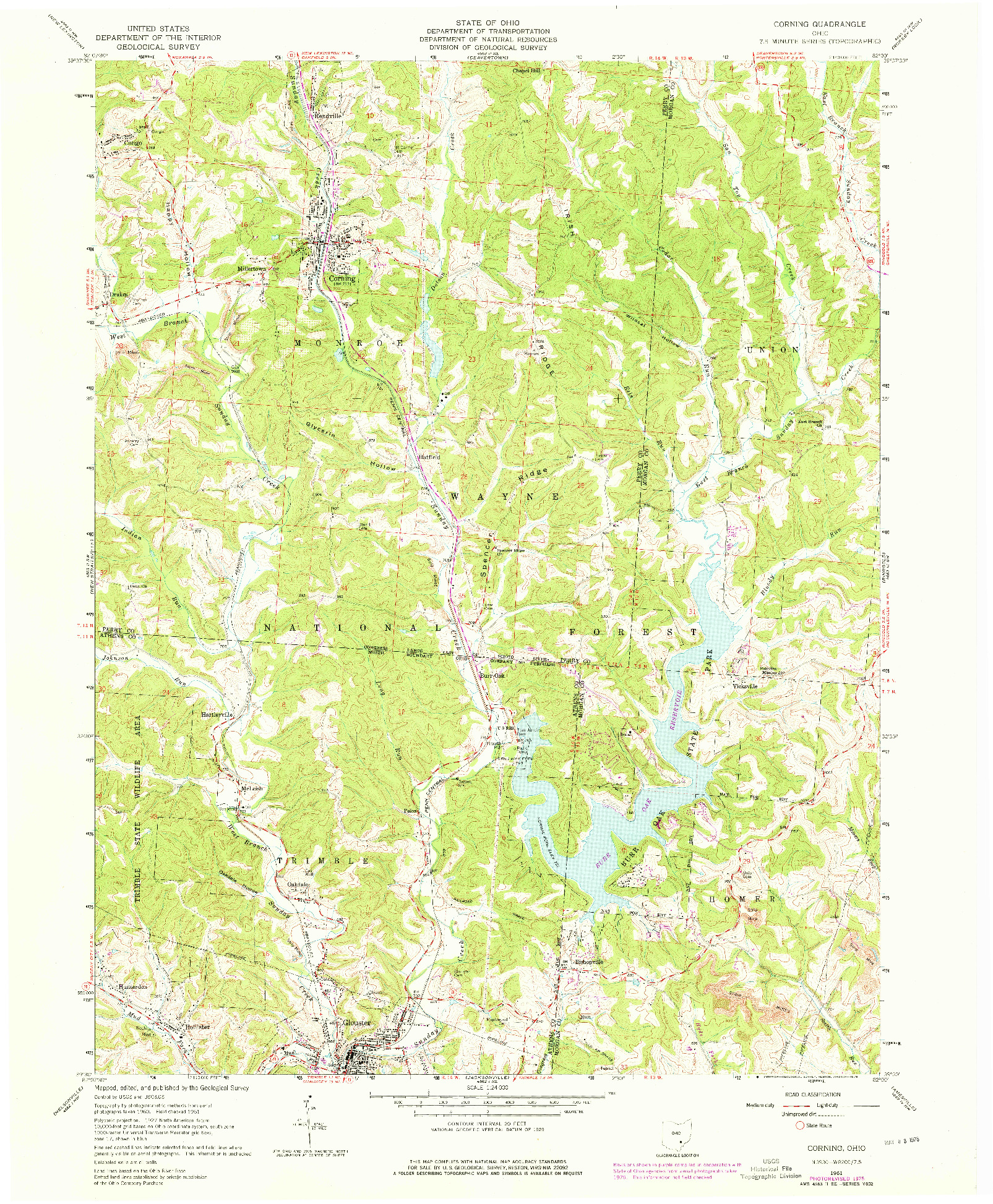 USGS 1:24000-SCALE QUADRANGLE FOR CORNING, OH 1961