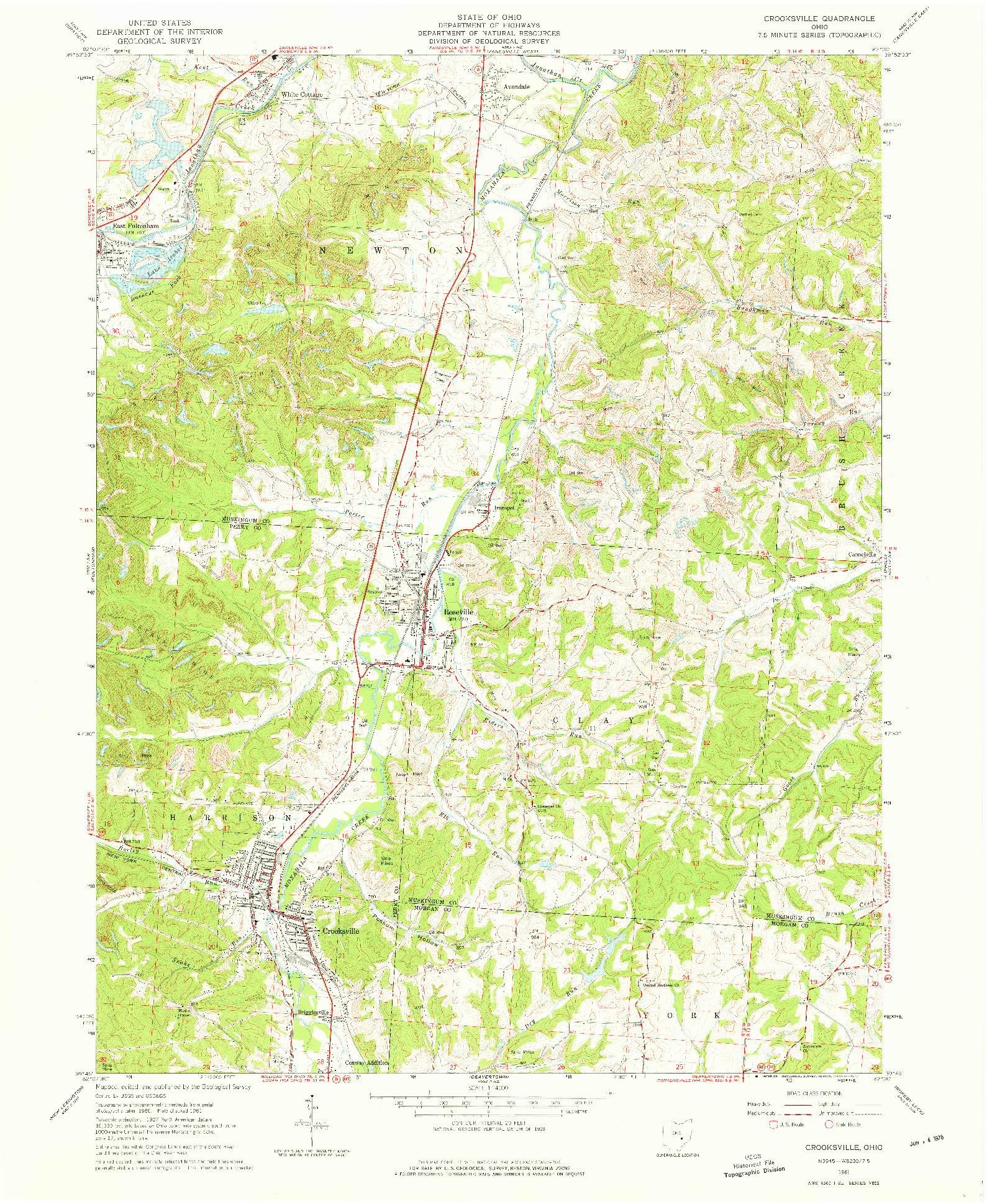 USGS 1:24000-SCALE QUADRANGLE FOR CROOKSVILLE, OH 1961